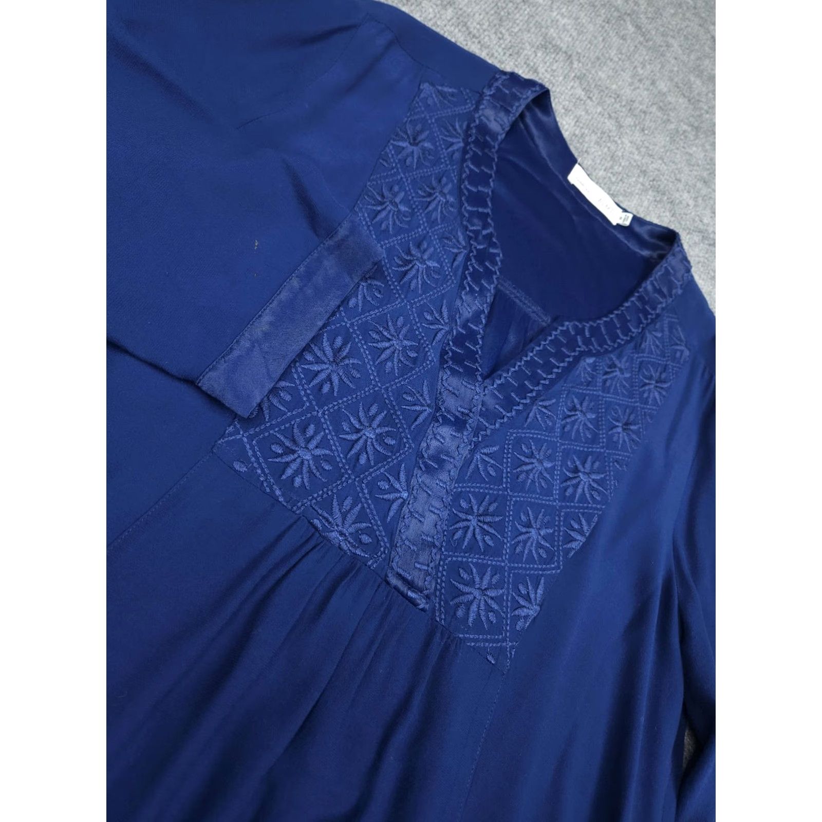 Johnny Was Johnny Was Calme Tunic Midi Dress Women's Medium Blue Embroidered Floral Viscose Dress Size M / US 6-8 / IT 42-44 - 2 Thumbnail