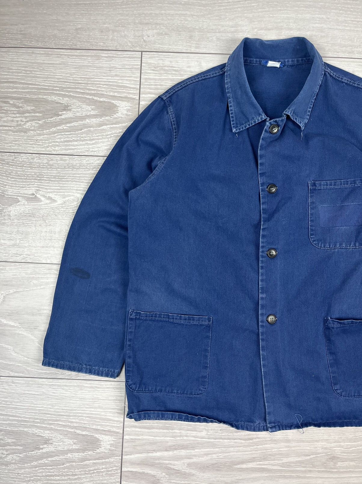 Le Laboureur Le Laboureur Vintage 70s French Blue Work Chore Jacket Size US L / EU 52-54 / 3 - 4 Thumbnail