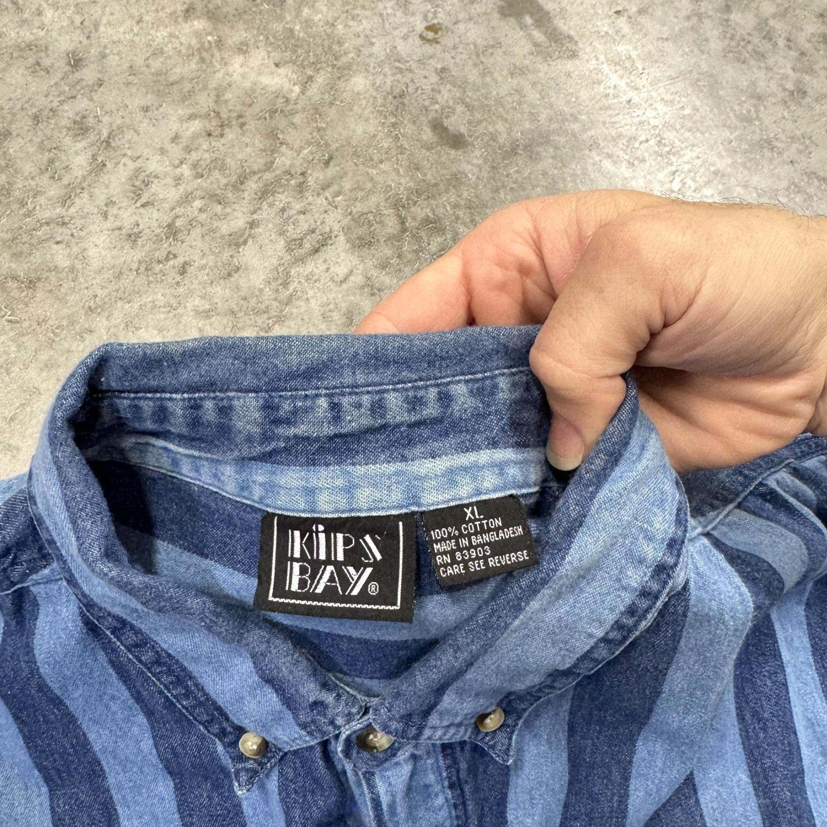 Denime Kips Bay Shirt Mens XL Blue Striped Denim Western Snap Button Front Long Sleeve Size US XL / EU 56 / 4 - 2 Thumbnail