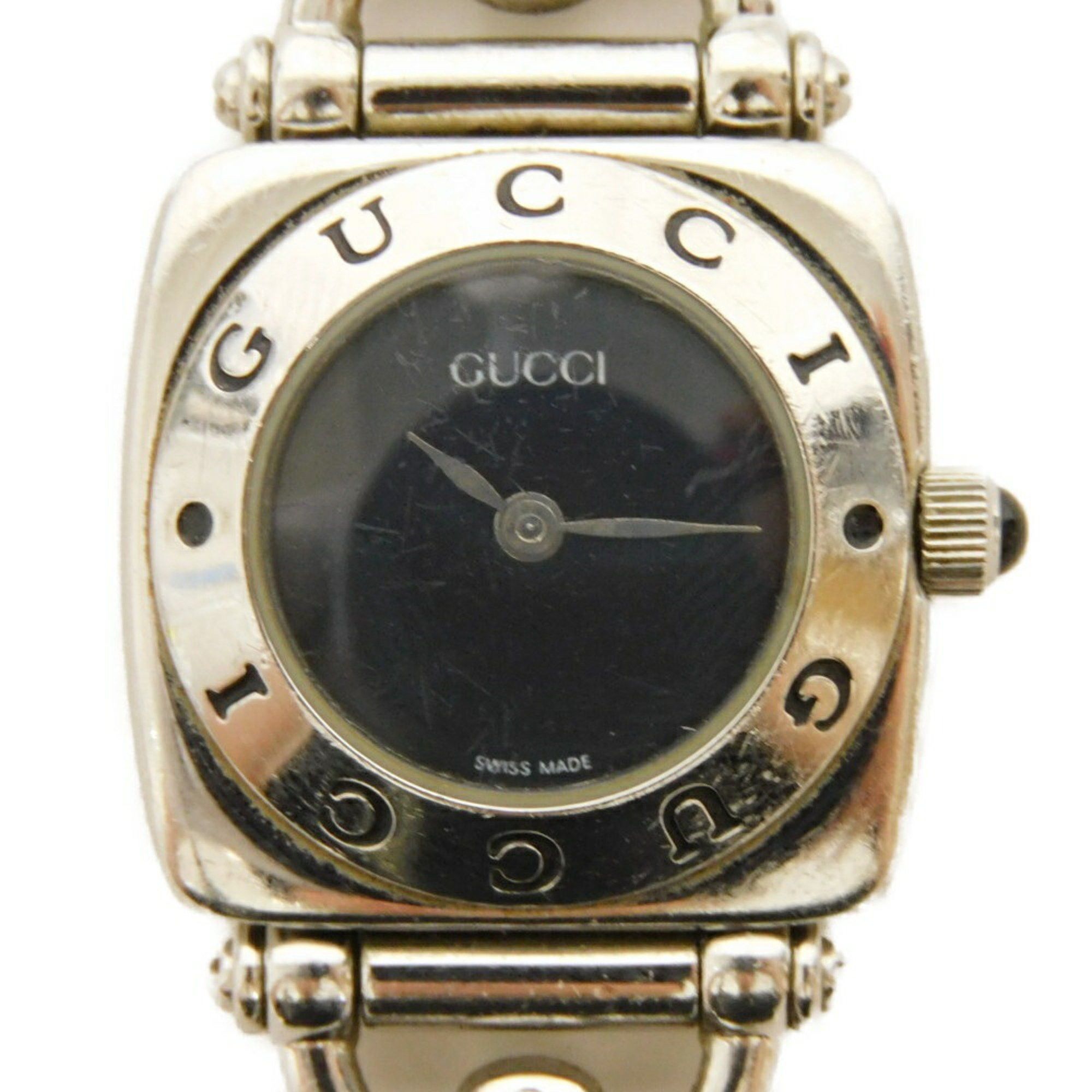 Gucci × Vintage Gucci Logo Sterling Silver Hinged Bangle REF