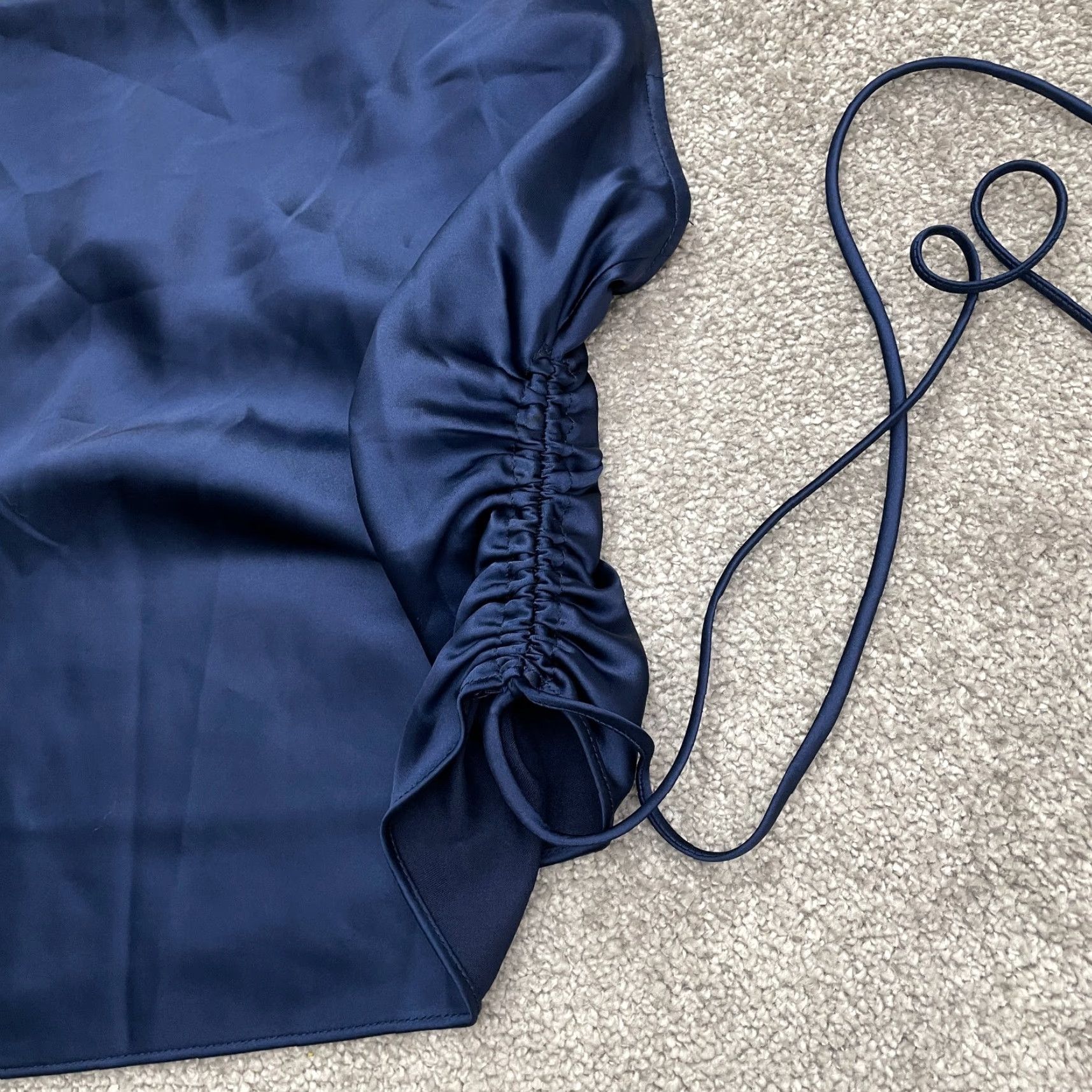 AQUA Aqua Satin Camisole Tank Top Womens L Navy Blue Spaghetti Strap Sleeveless Tunic Dressy Casual Size L / US 10 / IT 46 - 3 Thumbnail