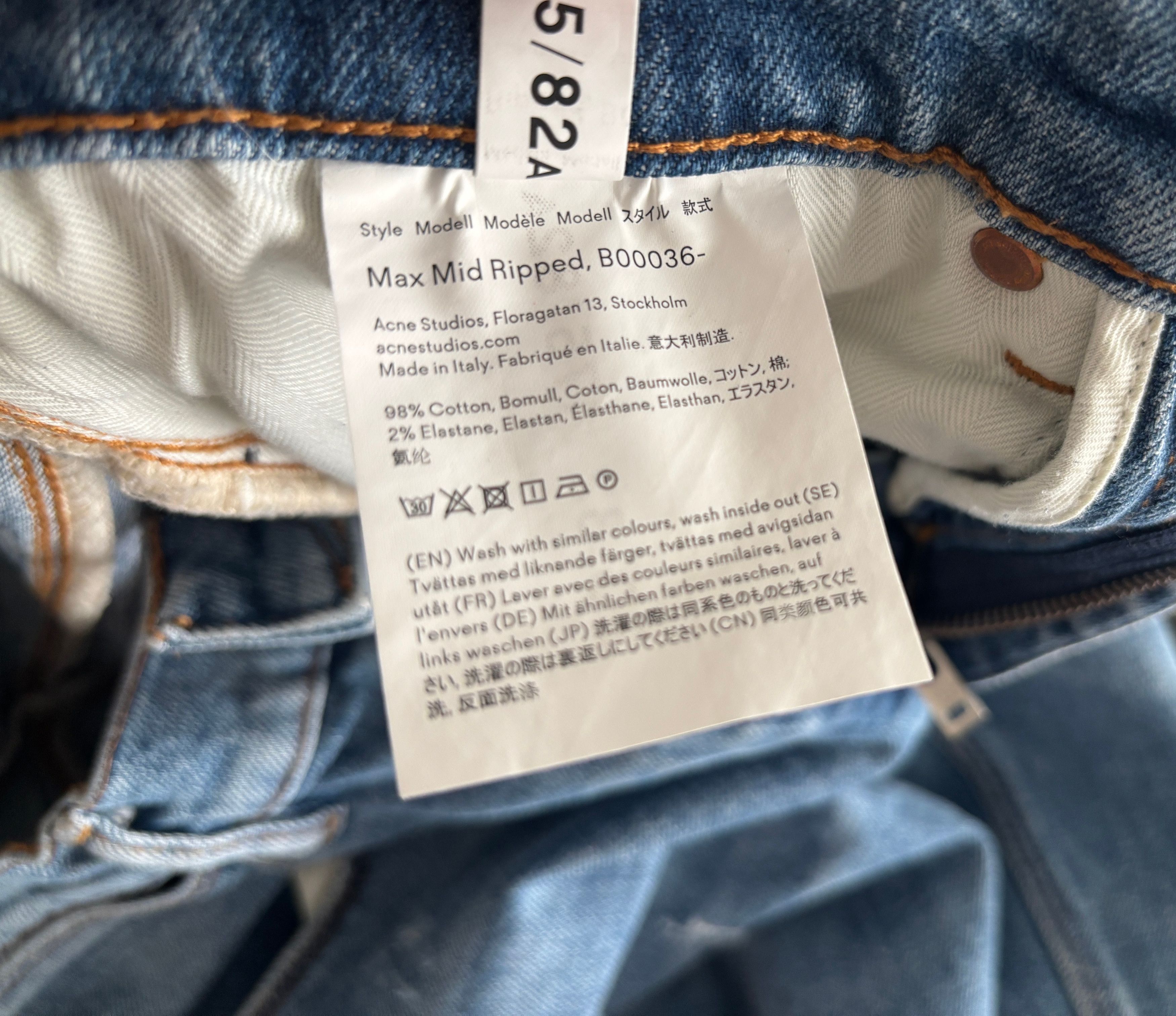 Acne Studios Acne Studios Mid Wash Max Mid Ripped Jeans- 29 x 33 Size US 29 - 9 Thumbnail