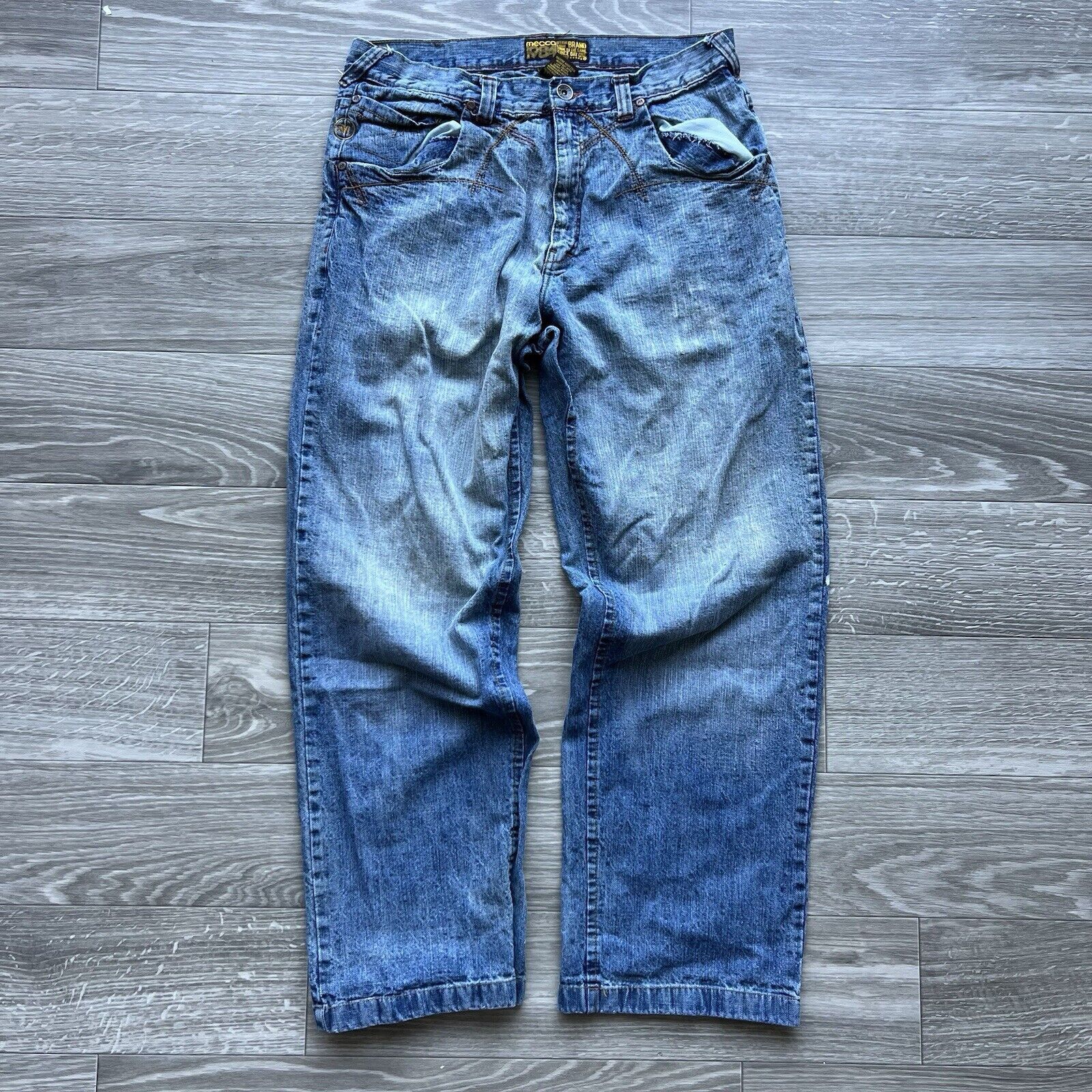 Mecca Vintage Y2k Mecca Jeans Mens Baggy HipHop Wide Leg Grunge Size US 35 - 5 Thumbnail