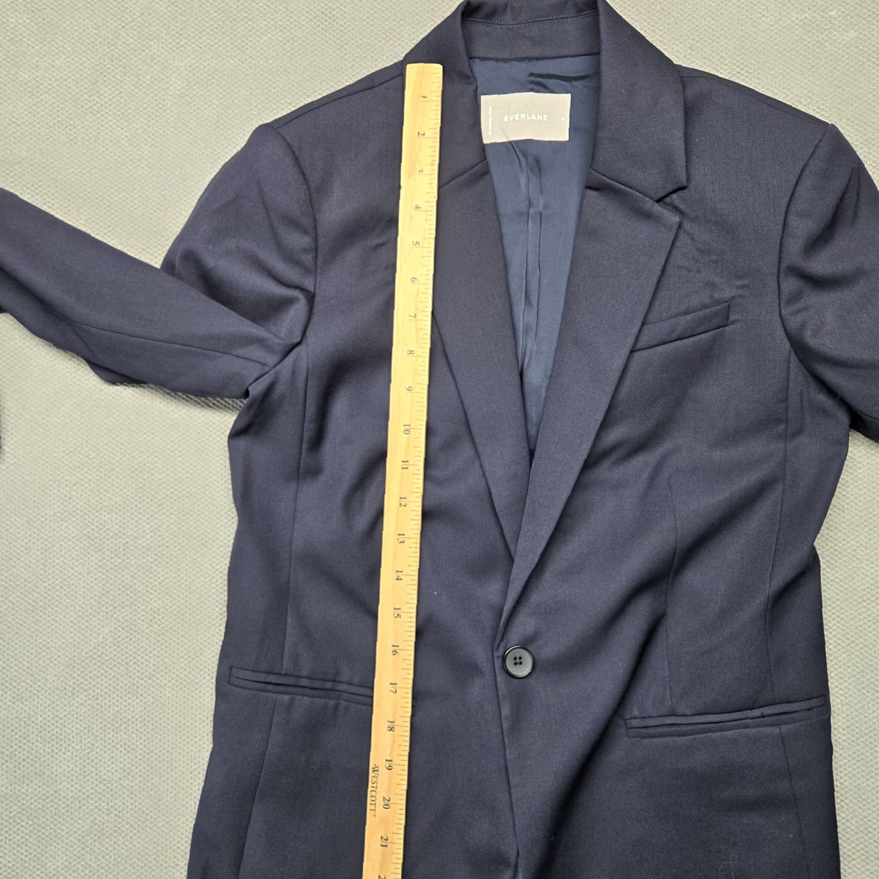 Everlane Everlane Blazer Womens 4 Blue Slim Fit One-Button Wool Shell Lined Jacket Size S / US 4 / IT 40 - 6 Thumbnail
