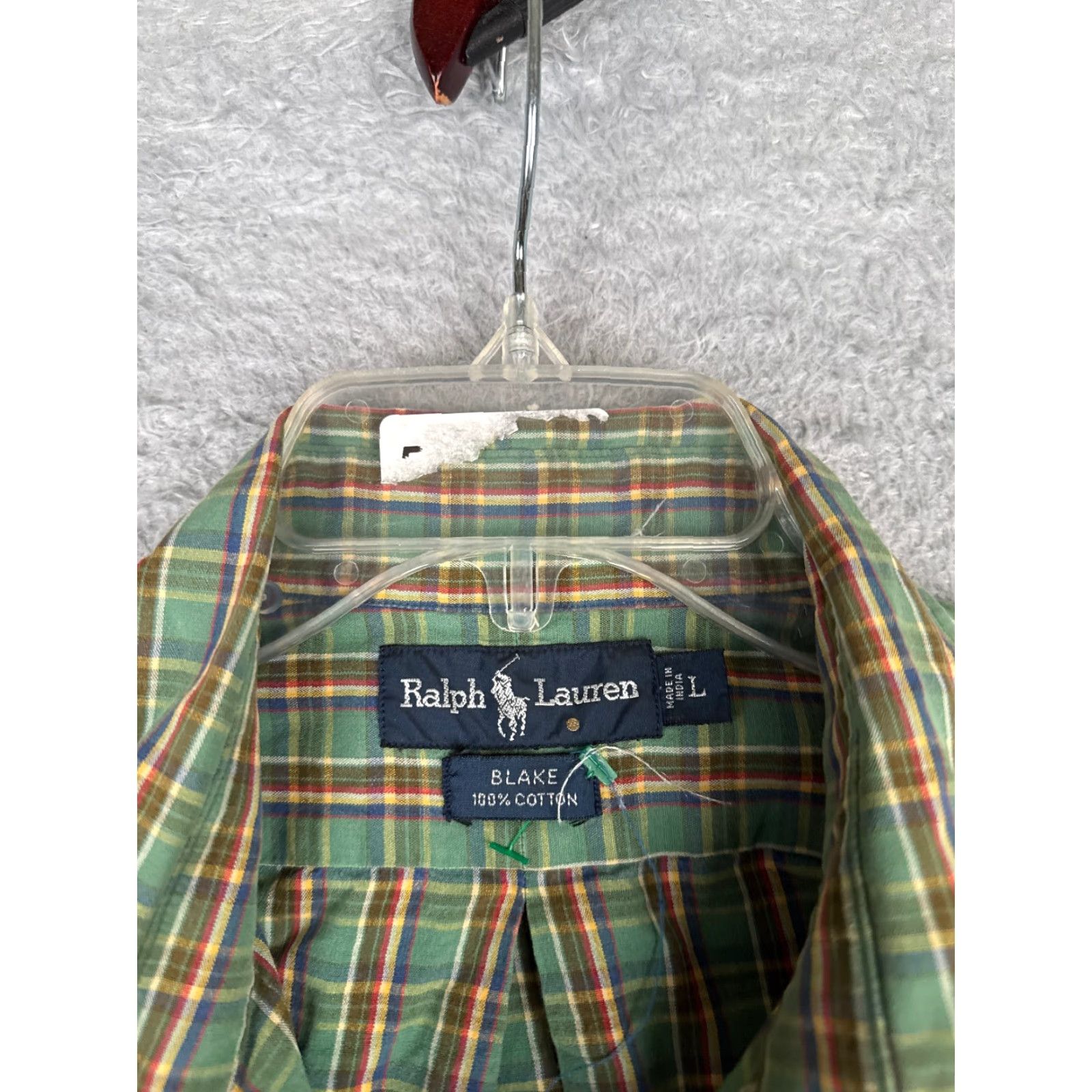 Ralph Lauren VINTAGE Ralph Lauren Shirt Men Large Green Plaid Button Blake Short Sleeve Size US L / EU 52-54 / 3 - 7 Thumbnail