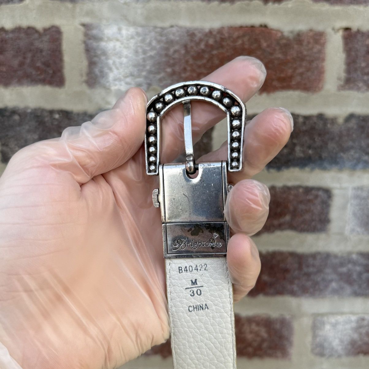 Brighton × Vintage Vintage Brighton Women’s Leather Belt Studded Buckle Western Size ONE SIZE - 6 Thumbnail