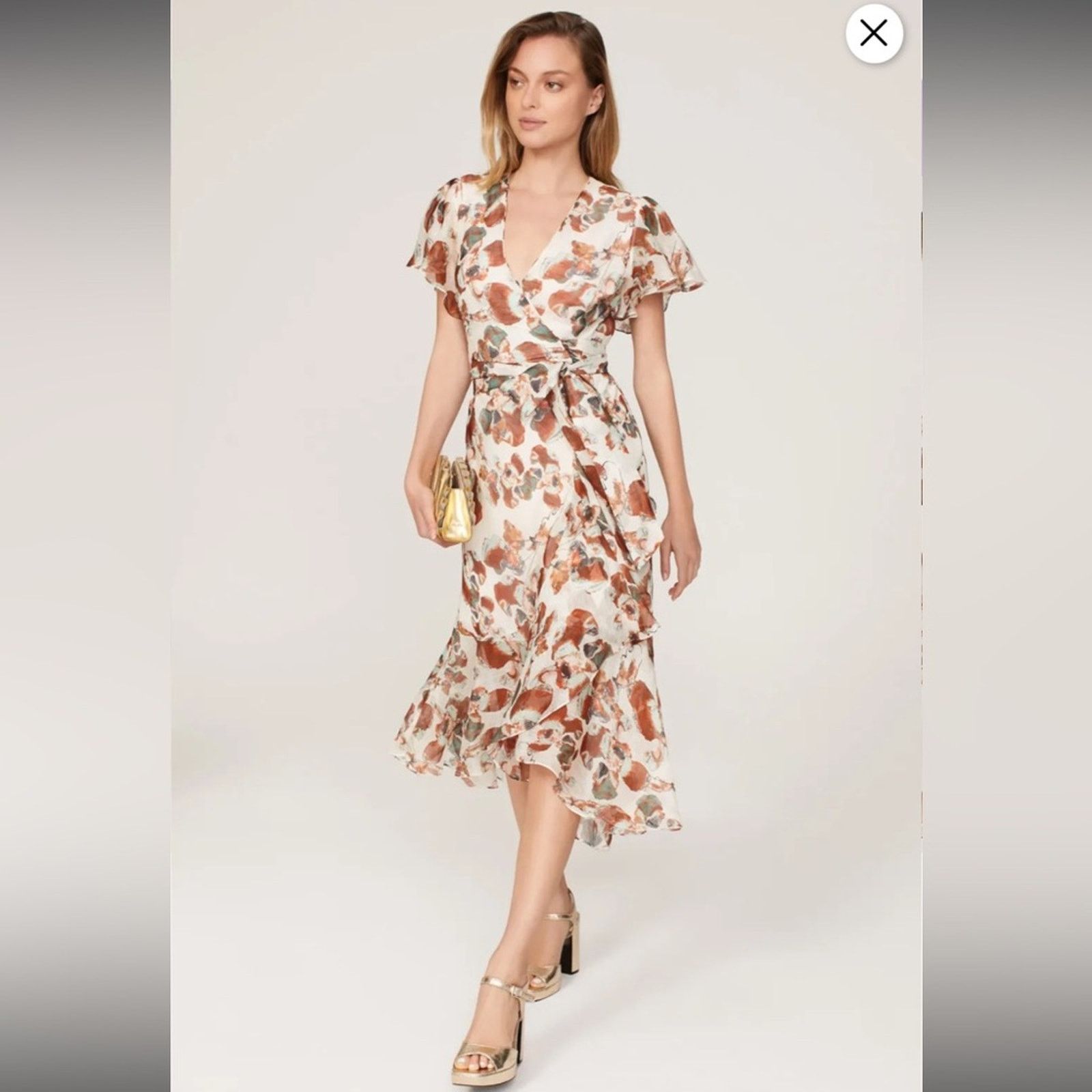Tanya Taylor RTR Tanya Taylor Blaire Silk Floral Print Midi Wrap Dress 0 Size XS / US 0-2 / IT 36-38 - 1 Thumbnail