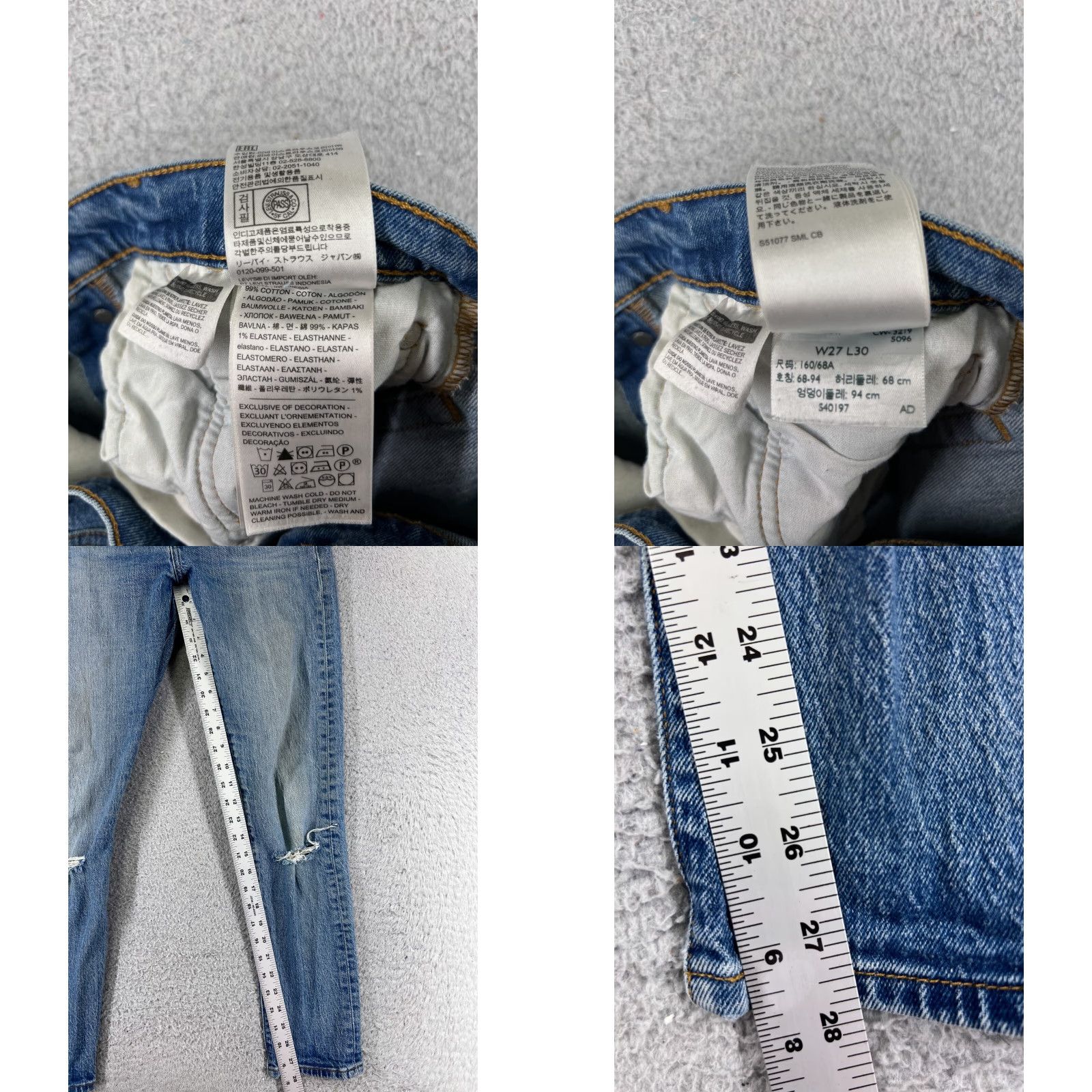 Levi's Levi's 501 Skinny Jeans Women's 27 Blue Denim Distressed Regular Fit 25x28 Retro Size 27" / US 4 / IT 40 - 8 Thumbnail