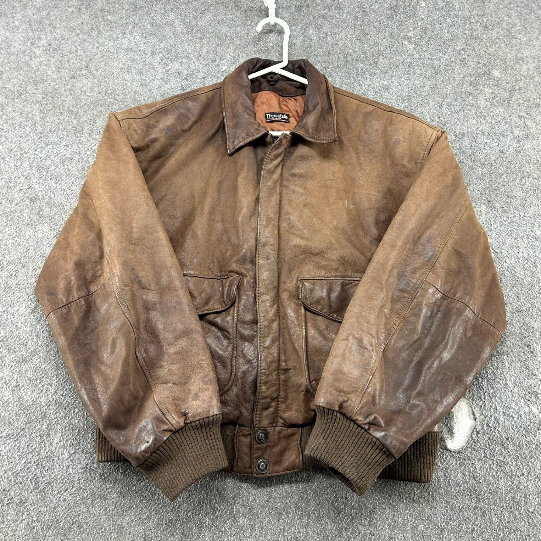 Vintage VINTAGE Adventure Bound Jacket Mens M Brown Leather Thinsulate Flight A2 90s Accessories Pockets Skiing Bomber Zip Brown Leather 90s Mens Size US M / EU 48-50 / 2 - 2 Thumbnail