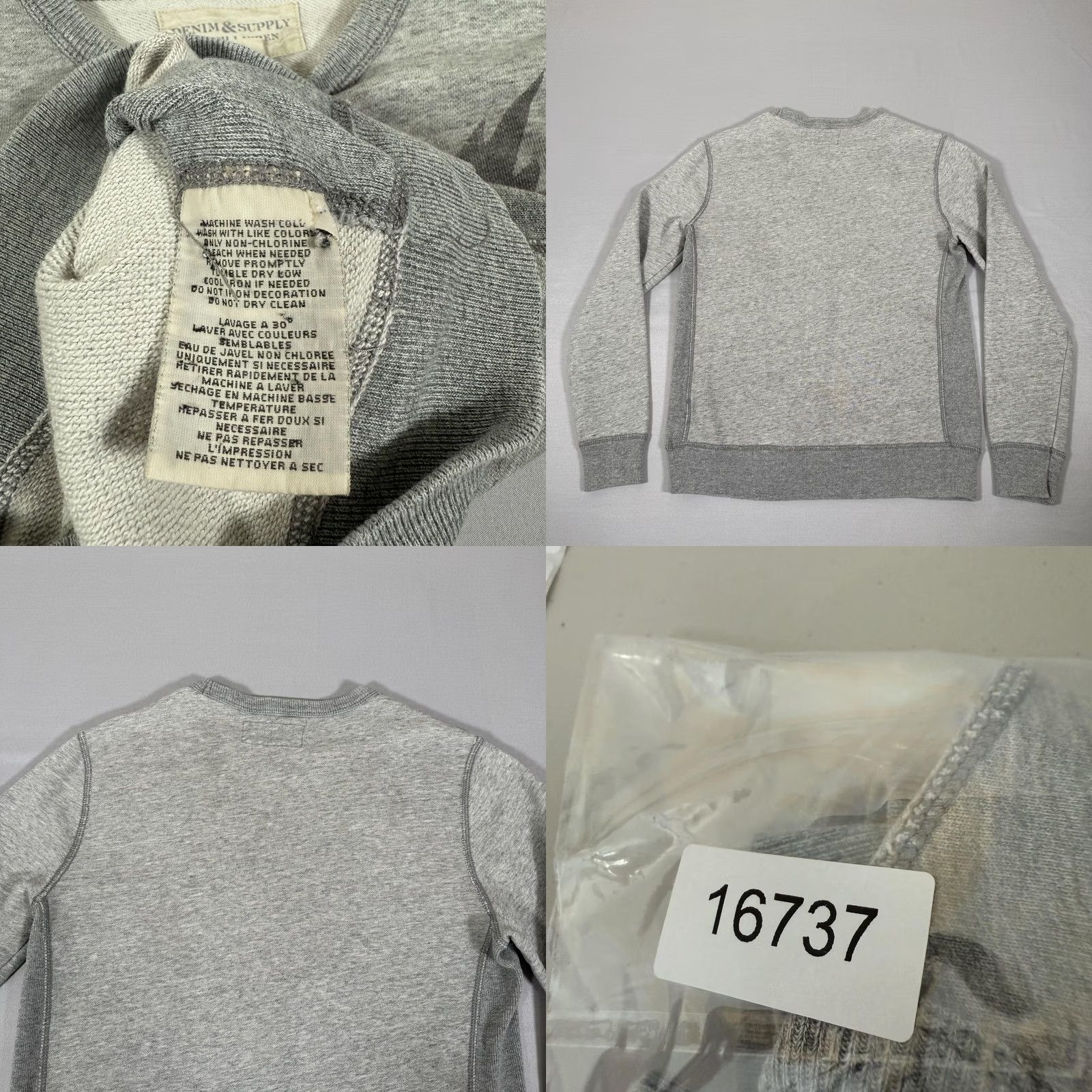 Ralph Lauren Denim & Supply Ralph Lauren Sweatshirt Mens Small Eagle USA Flag Graphic Print Crew Neck Pullover Fleece Gray Wifi? Size US S / EU 44-46 / 1 - 8 Thumbnail
