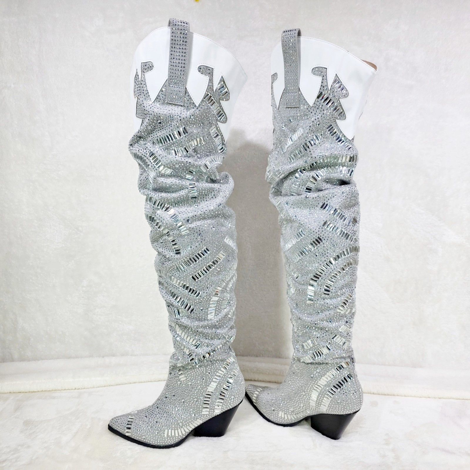 Other Cowgirl Glitz & Glam Rhinestone Mirror Tiles Western Slouch Size US 7.5 / IT 37.5 - 2 Thumbnail