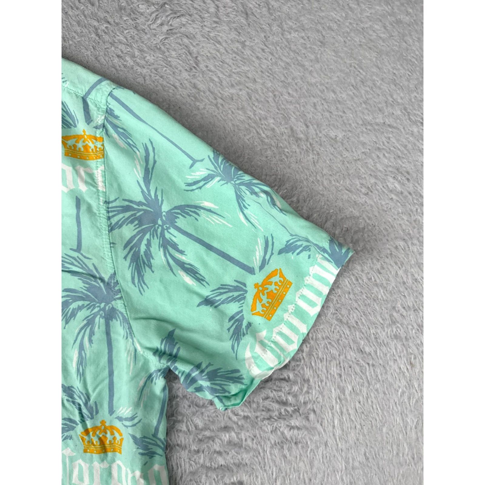 Vintage Corona Shirt Men Large Blue Palm Tree Logo All Over Print Hawaiian 100% Rayon Size US L / EU 52-54 / 3 - 2 Thumbnail
