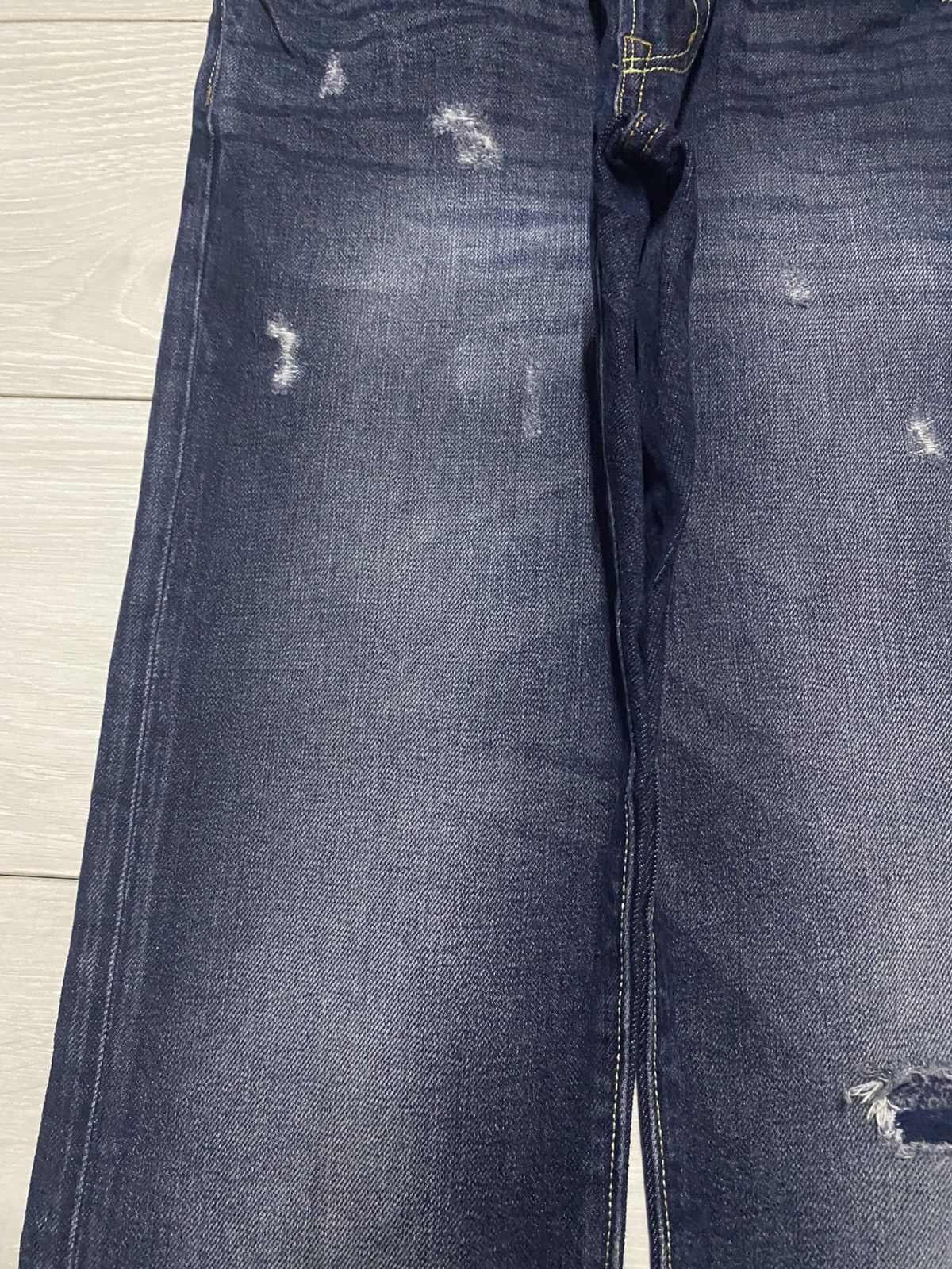 Japanese Brand Vintage Gu Denim Blue Wash Distressed Straight Fit Jeans Size US 29 - 7 Thumbnail