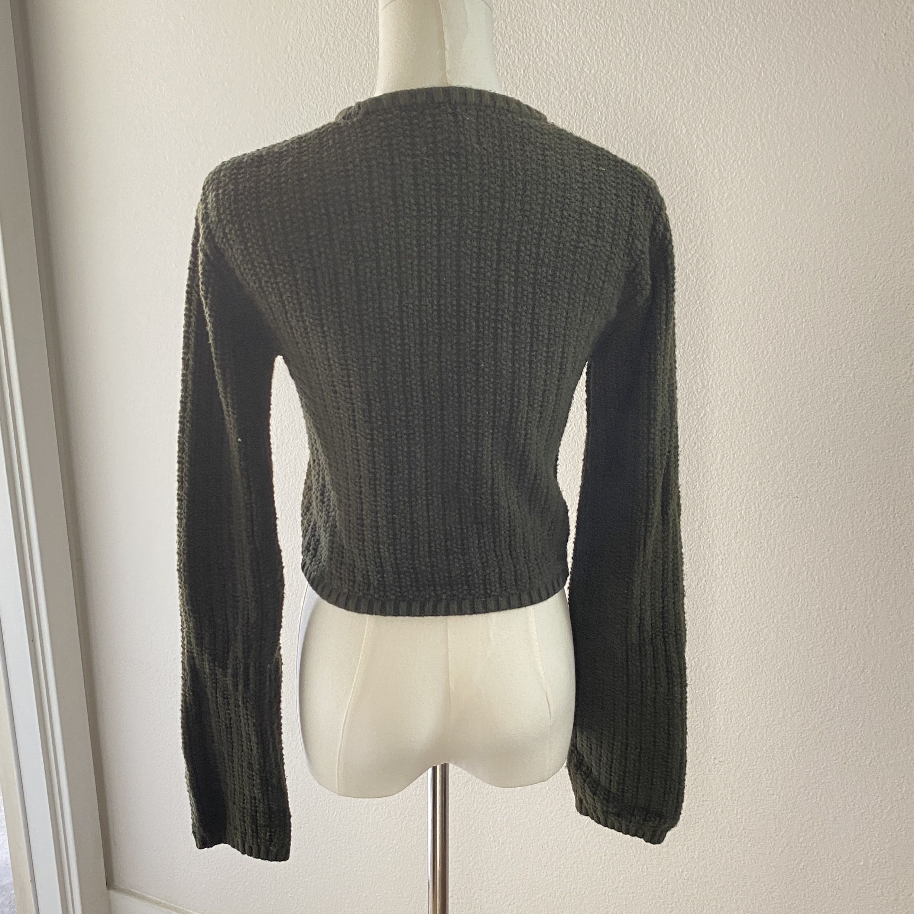H&M H&M Olive Green Chunky Knit Cardigan Sweater Size XS / US 0-2 / IT 36-38 - 11 Thumbnail