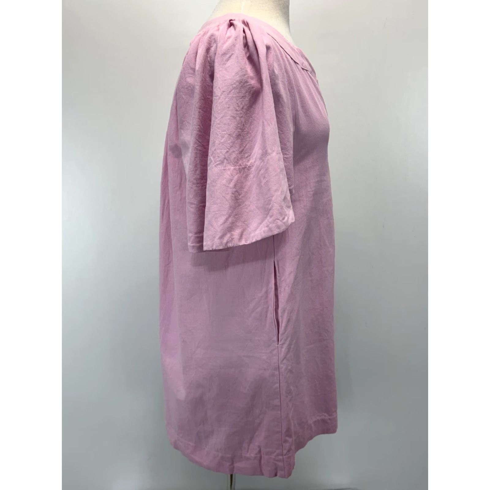 Vintage VINTAGE Pomander Place Finley Mini Dress XS Pink Cotton A-Line Flutter Sleeve Party/Cocktail Womens Size XS / US 0-2 / IT 36-38 - 4 Thumbnail