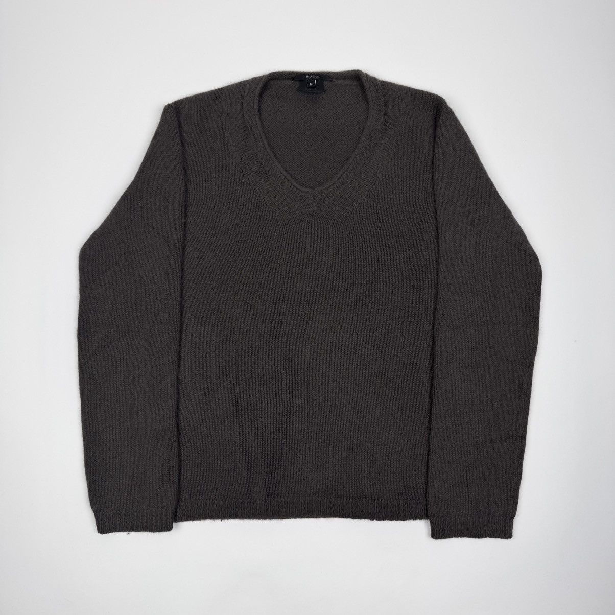 Gucci Gucci By Tom Ford Brown Angorra/Silk Knit V-Neck Pullover Size US M / EU 48-50 / 2 - 1 Thumbnail