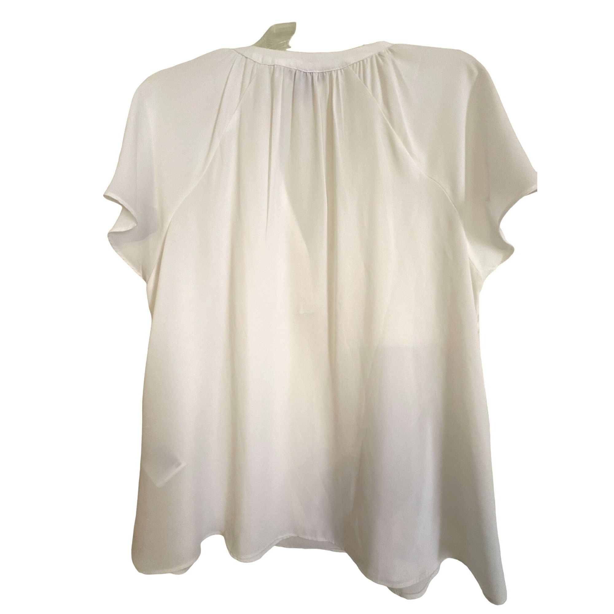 H&M H&M Womens Layered V Neck Blouse Large White All Polyester S Size L / US 10 / IT 46 - 2 Thumbnail