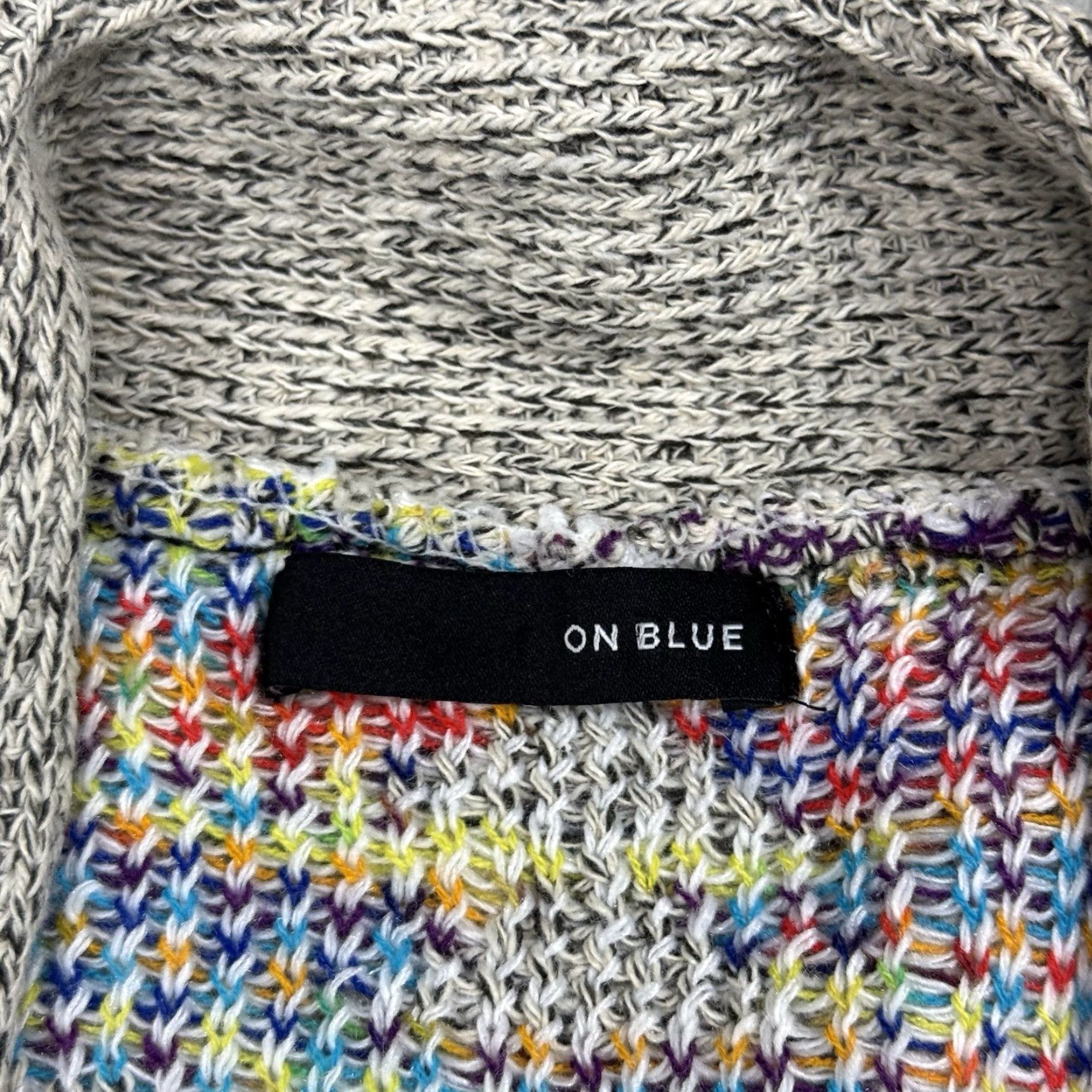Rainbow VINTAGE ON BLUE Women's Open Front Long Cardigan Rainbow Aztec Knit Sweater Casual Fall Spring Summer Winter Ladies Size L / US 10 / IT 46 - 3 Thumbnail