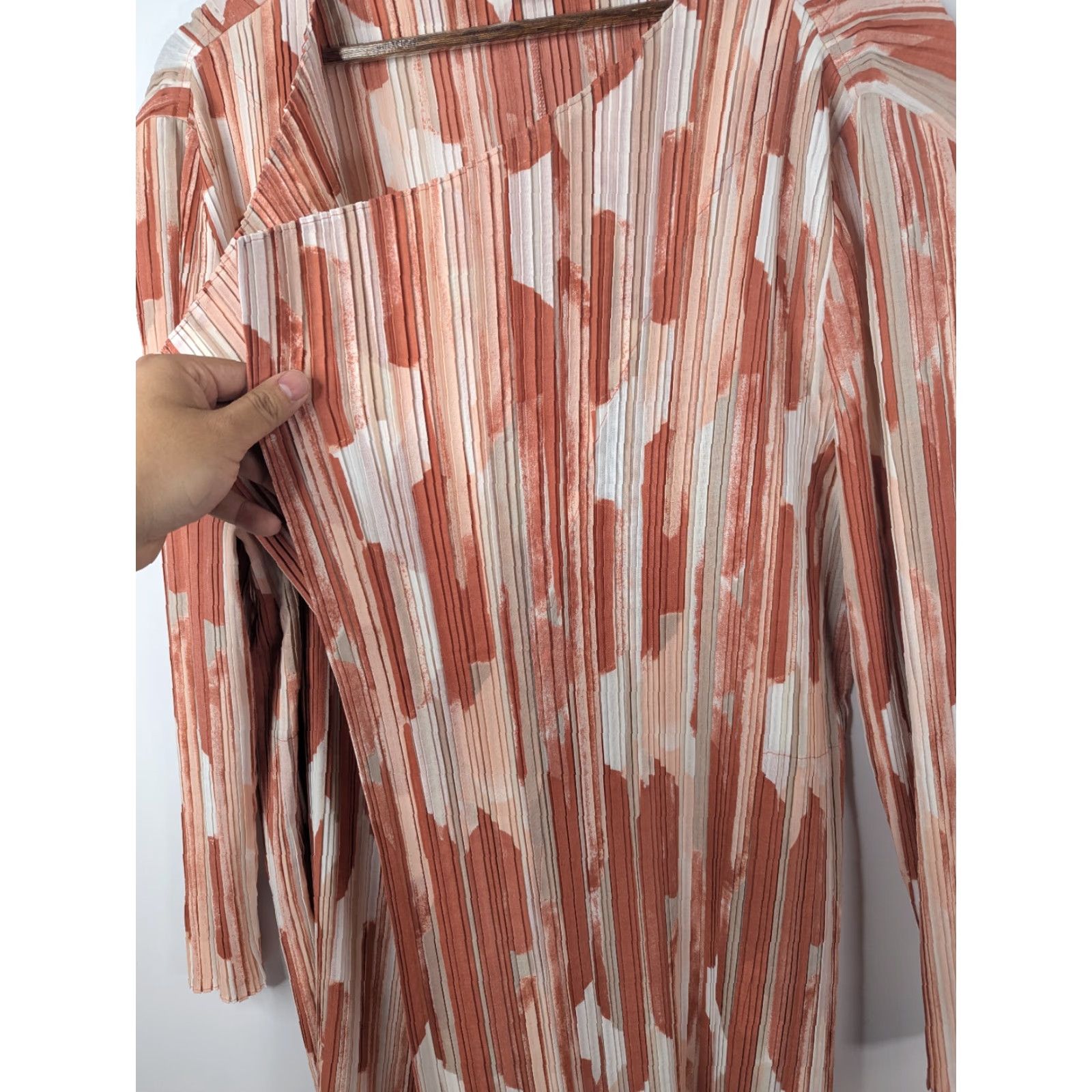 Vintage Chicos Travelers Textured Crinkle Trench Duster Jacket Sz 3 (16/18) Desert Coral Womens Long Jacket Open Tie Belt Casual 90s? Size XXL / US 16-18 / IT 52-54 - 2 Thumbnail