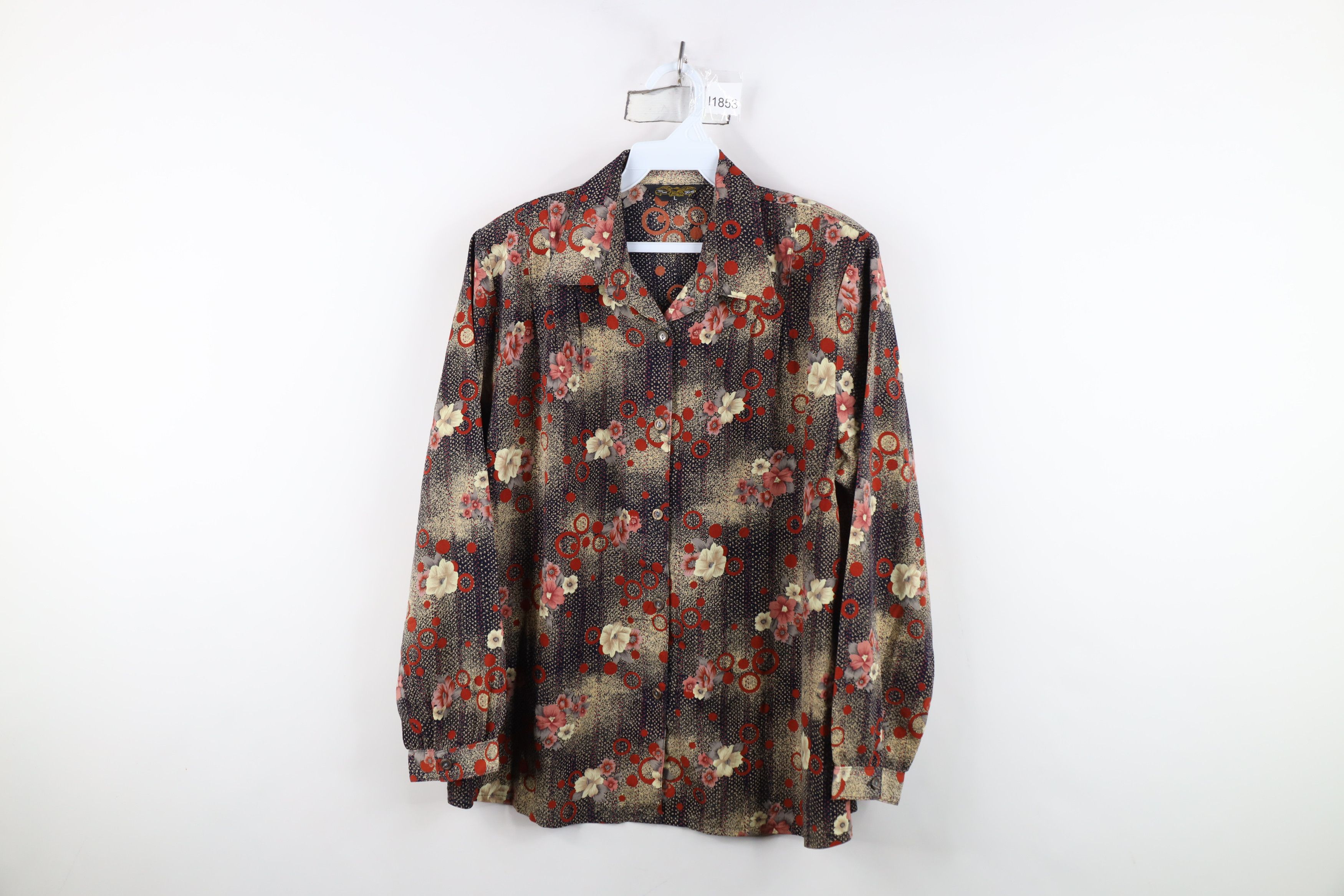 Vintage Vintage 60s 70s Streetwear Flower Collared Button Shirt USA Size L / US 10 / IT 46 - 1 Thumbnail