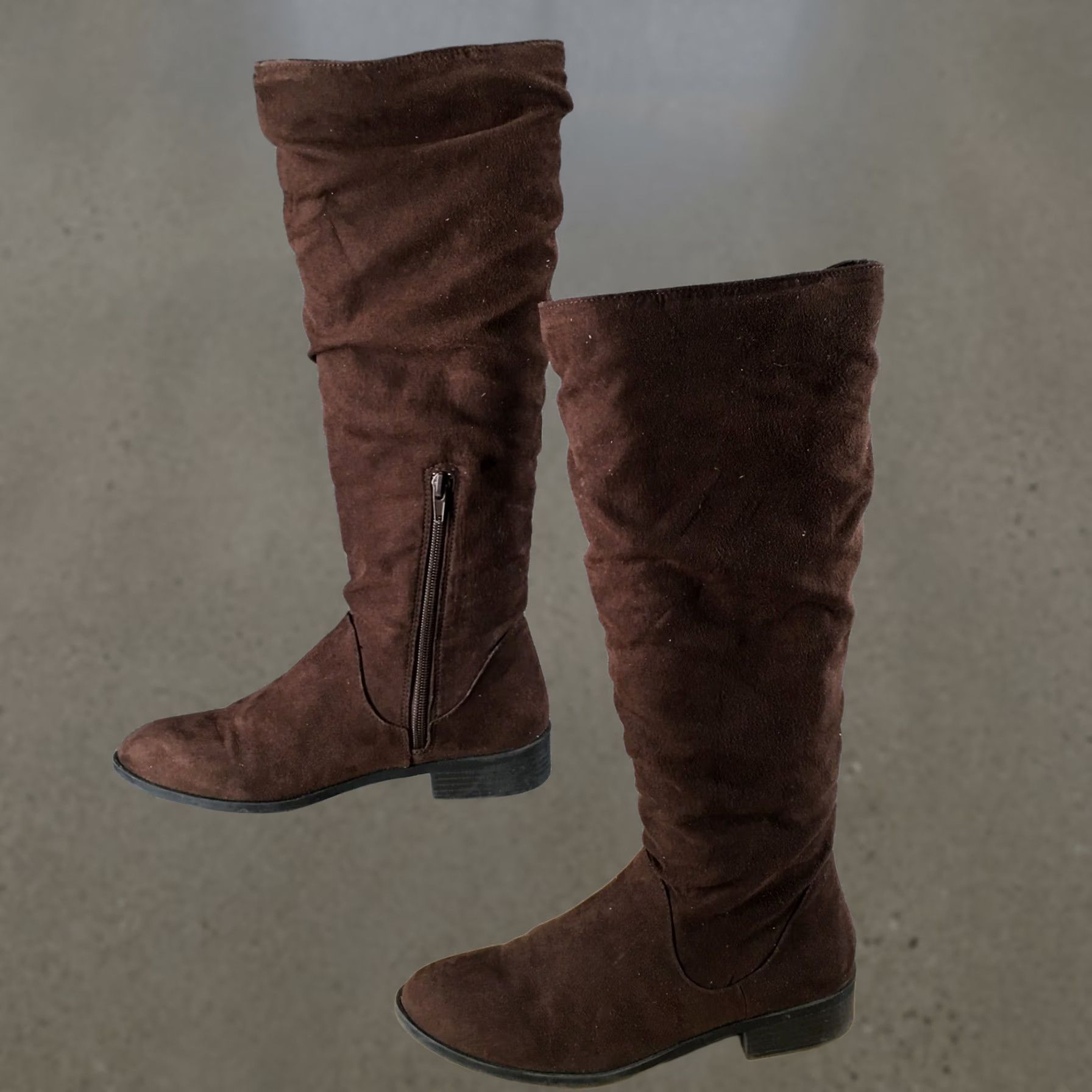 Vintage Kelly & Katie Boots Womens 6.5 M Lilyana Tall Knee High Brown Fabric Zip Heels Boots Size US 7 / IT 37 - 1 Thumbnail