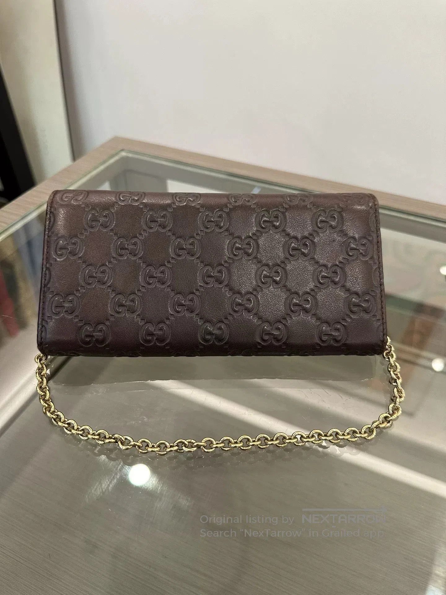 Japanese Brand Gucci Brown Double G Logo WOC Chain Bag 19cm. Size ONE SIZE - 2 Thumbnail