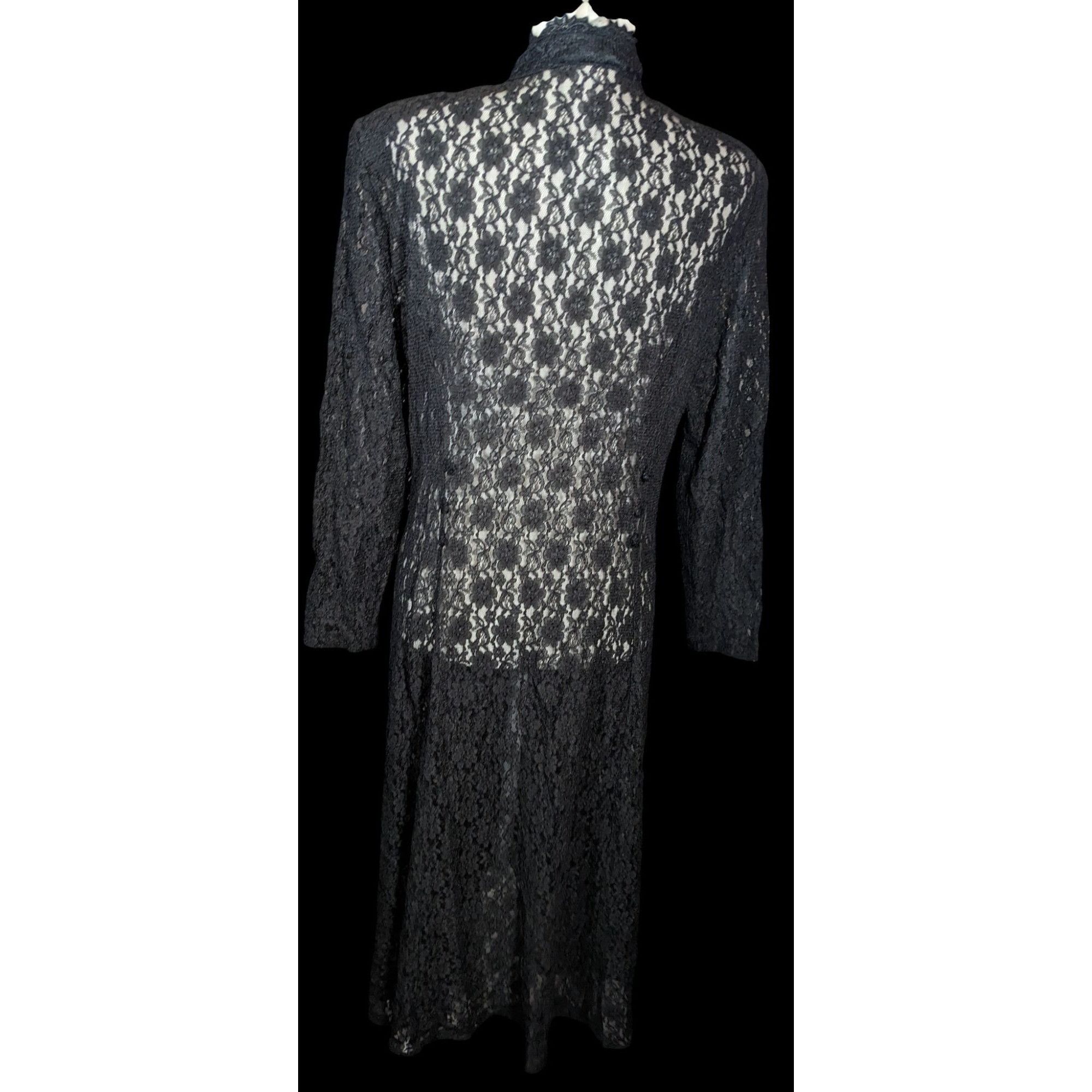 Other Dawn Joy Vintage 80s Gothic Floral Lace Duster Size XXL / US 16-18 / IT 52-54 - 2 Thumbnail