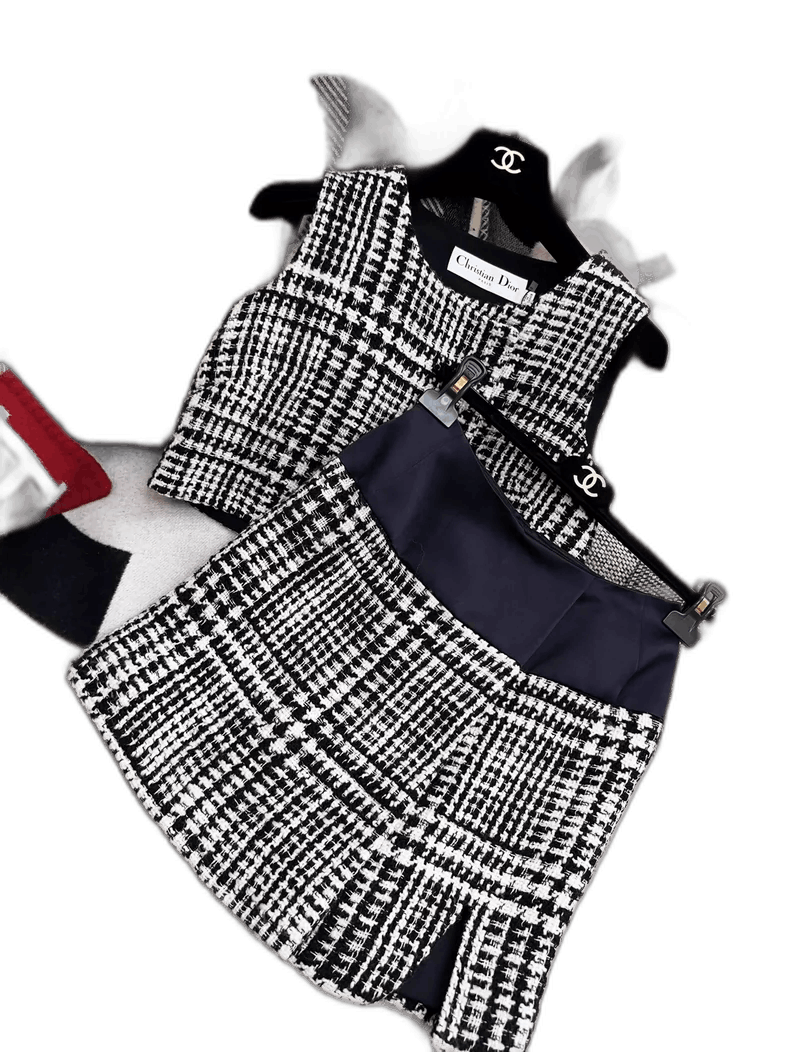 Dior Dior Black and White Plaid Top and Skirt Set-2506 Size XS / US 0-2 / IT 36-38 - 1 Thumbnail