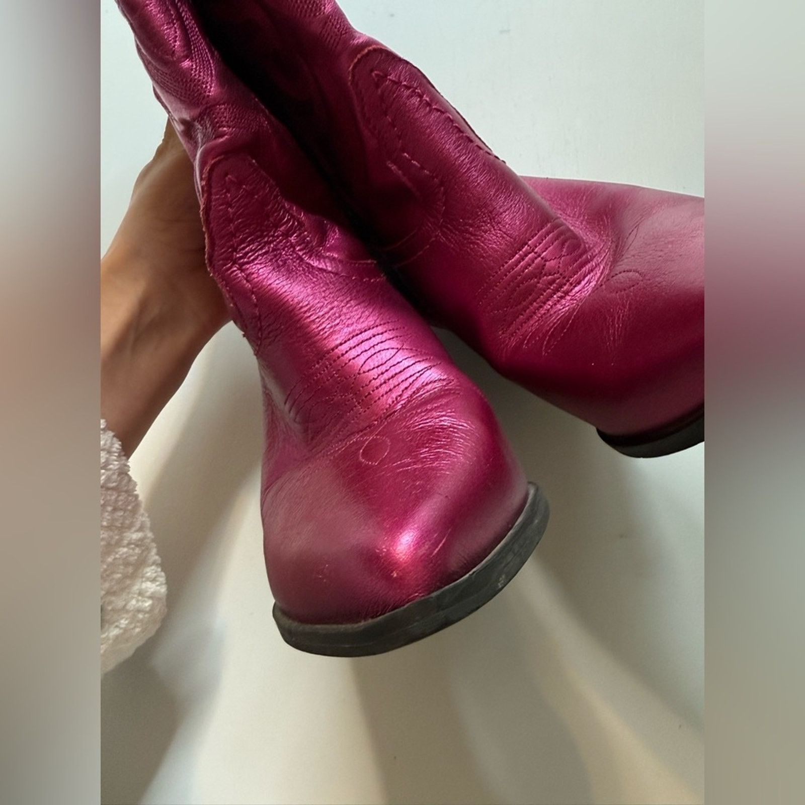 Steve Madden West Pink Metallic Cowgirl Boots Size US 6 / IT 36 - 12 Thumbnail