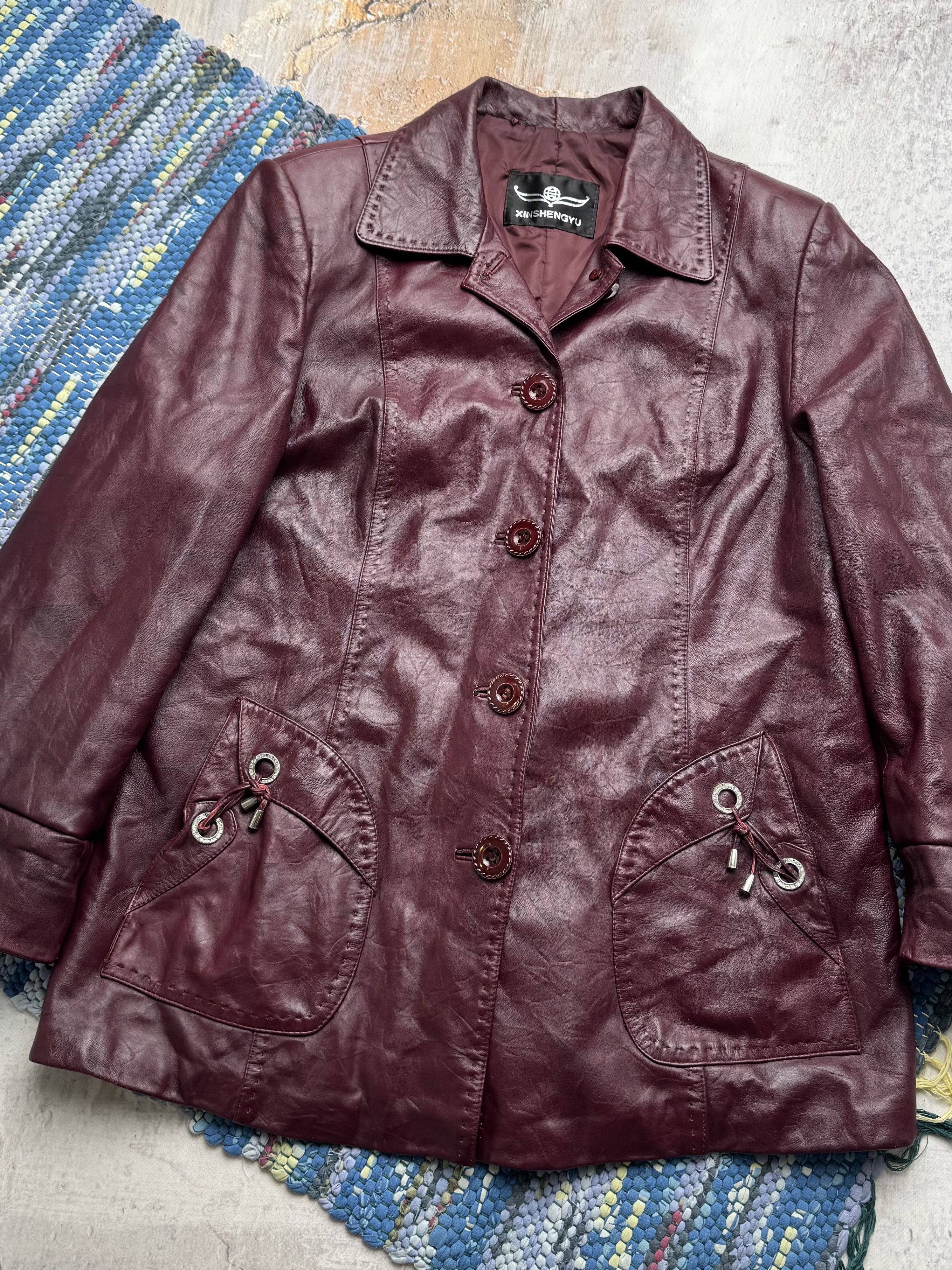 Vintage Vintage Genuine Leather Button Front Casual Mid Length Coat Size L / US 10 / IT 46 - 2 Thumbnail