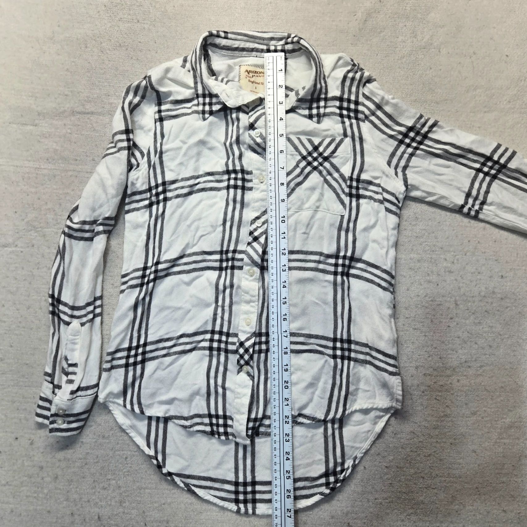 Vintage Arizona Jeans Button-Up Shirt White Women's S Small Flannel Plaid Long Sleeve Casual 90s Grunge Retro Easy Care Cotton Rayon Fall Spring Winter Size S / US 4 / IT 40 - 6 Thumbnail