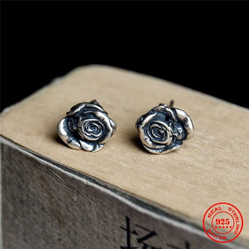 Jewelry Rose Flower Stud Earrings 925 Sterling Silver Ear Gift Size ONE SIZE - 3 Thumbnail