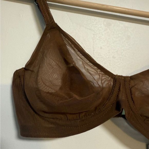 Other Amour Caché Brown Sheer Mesh Bra & Thong Set – 32B / Small Size S / US 4 / IT 40 - 3 Thumbnail