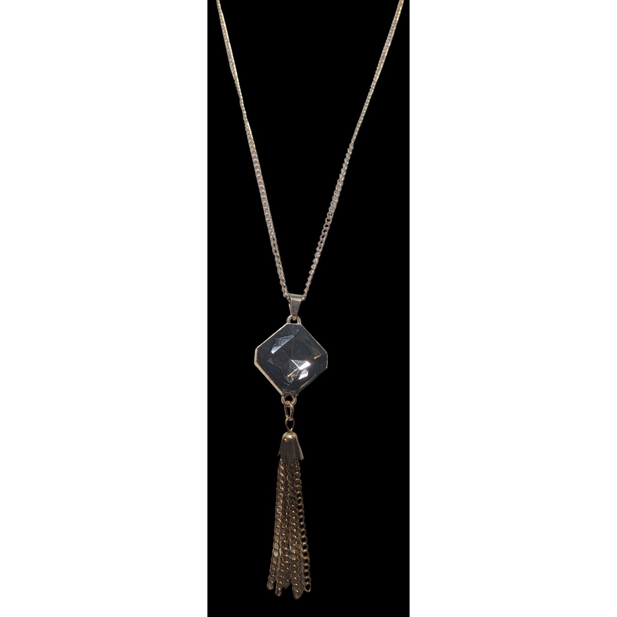 Other Gold Chain Necklace With Crystal Pendant & Tassel Size ONE SIZE - 2 Thumbnail