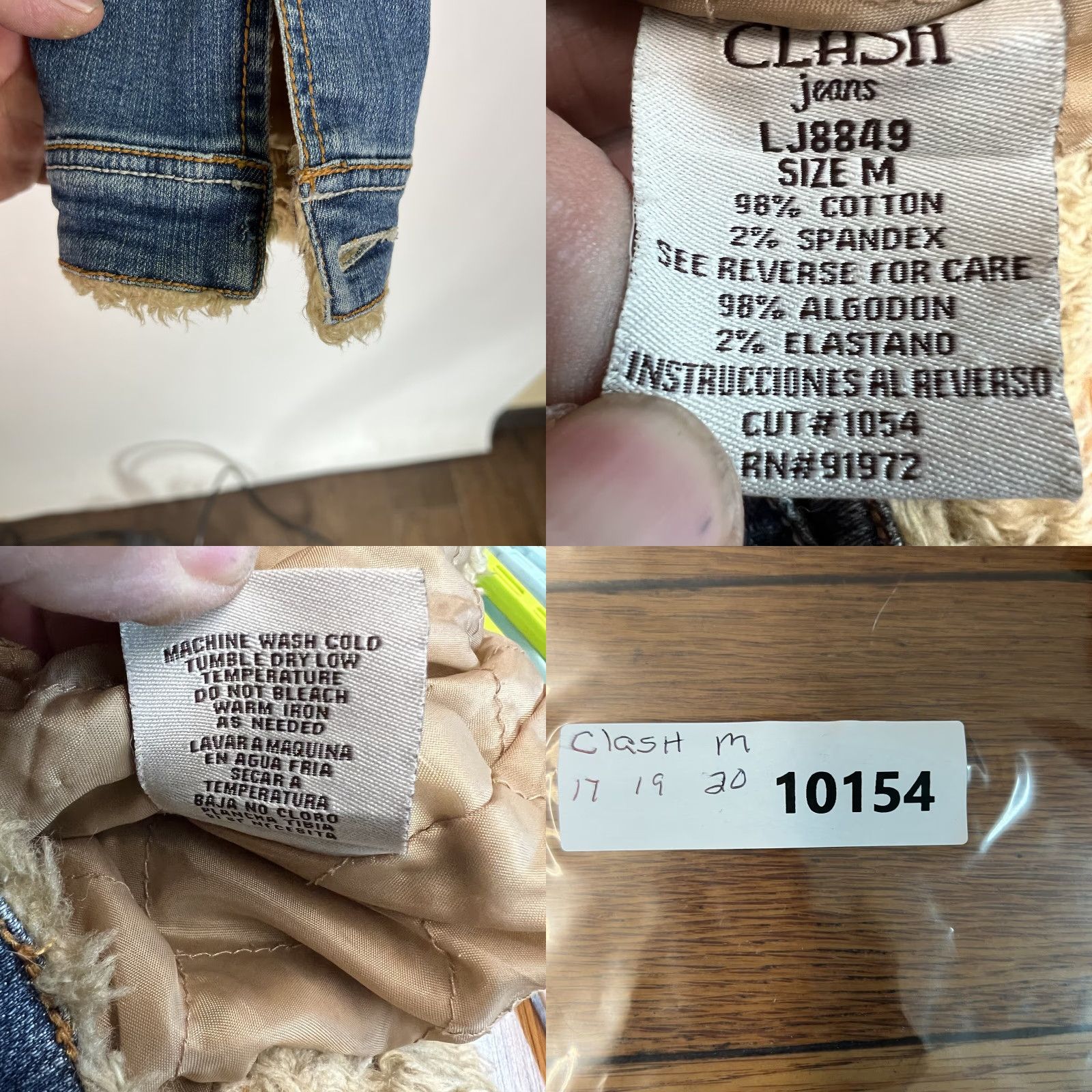 Denime Clash Faux Fur Lined Denim Jean Jacket Women Size Small Blue Embellished Classic City Biker Size 28" / US 6 / IT 42 - 8 Thumbnail
