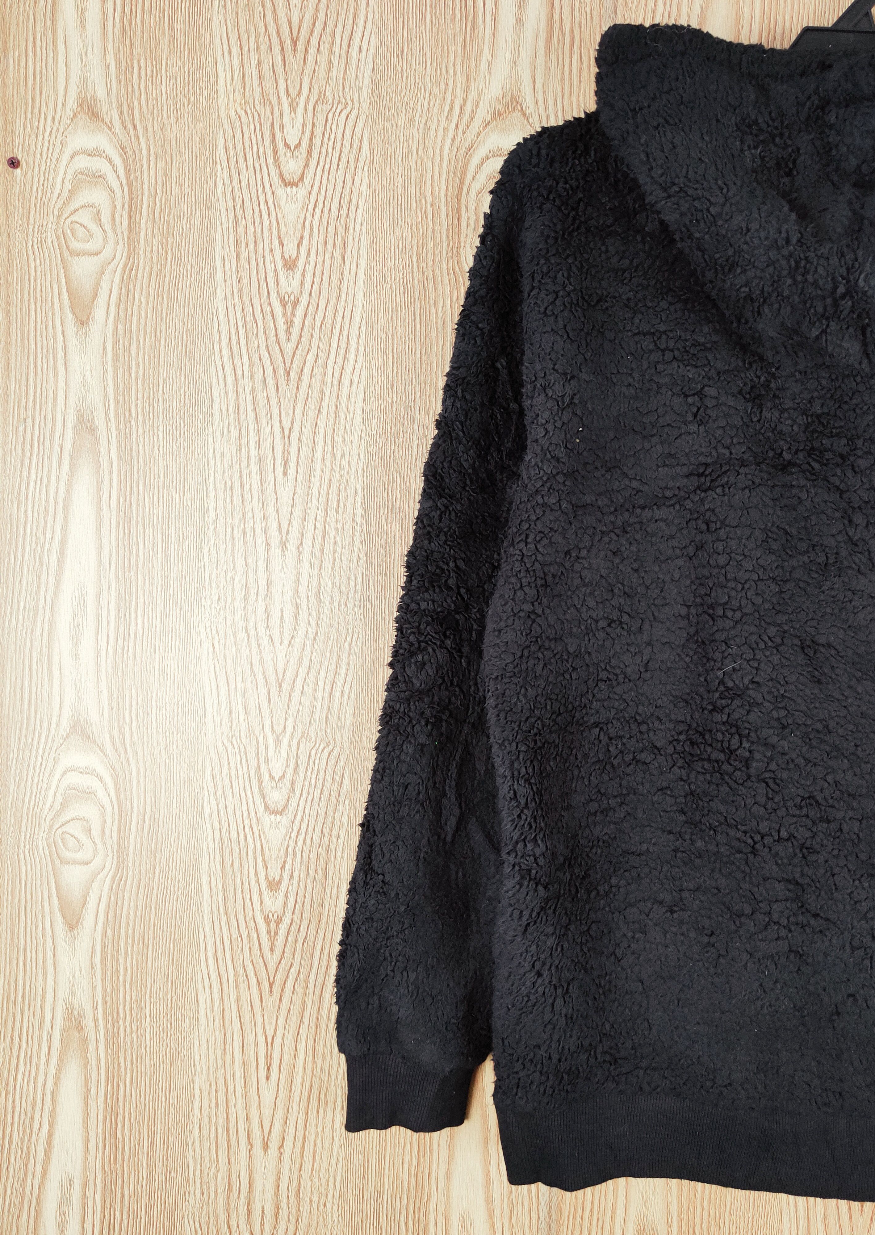 Bershka × Vintage Rare 🔥 Bershka Black Fur Mohair Hoodie Sweatshirts Size US M / EU 48-50 / 2 - 8 Thumbnail