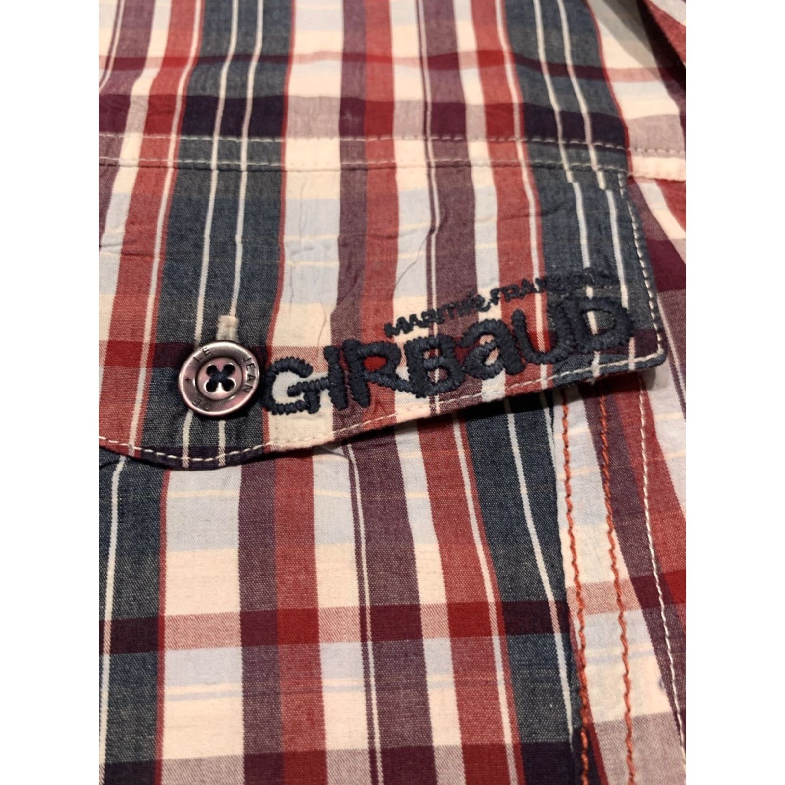 Vintage Girbaud Men's XL Long Sleeve Plaid Button-Up Shirt Red Blue Cotton Size US XL / EU 56 / 4 - 4 Thumbnail