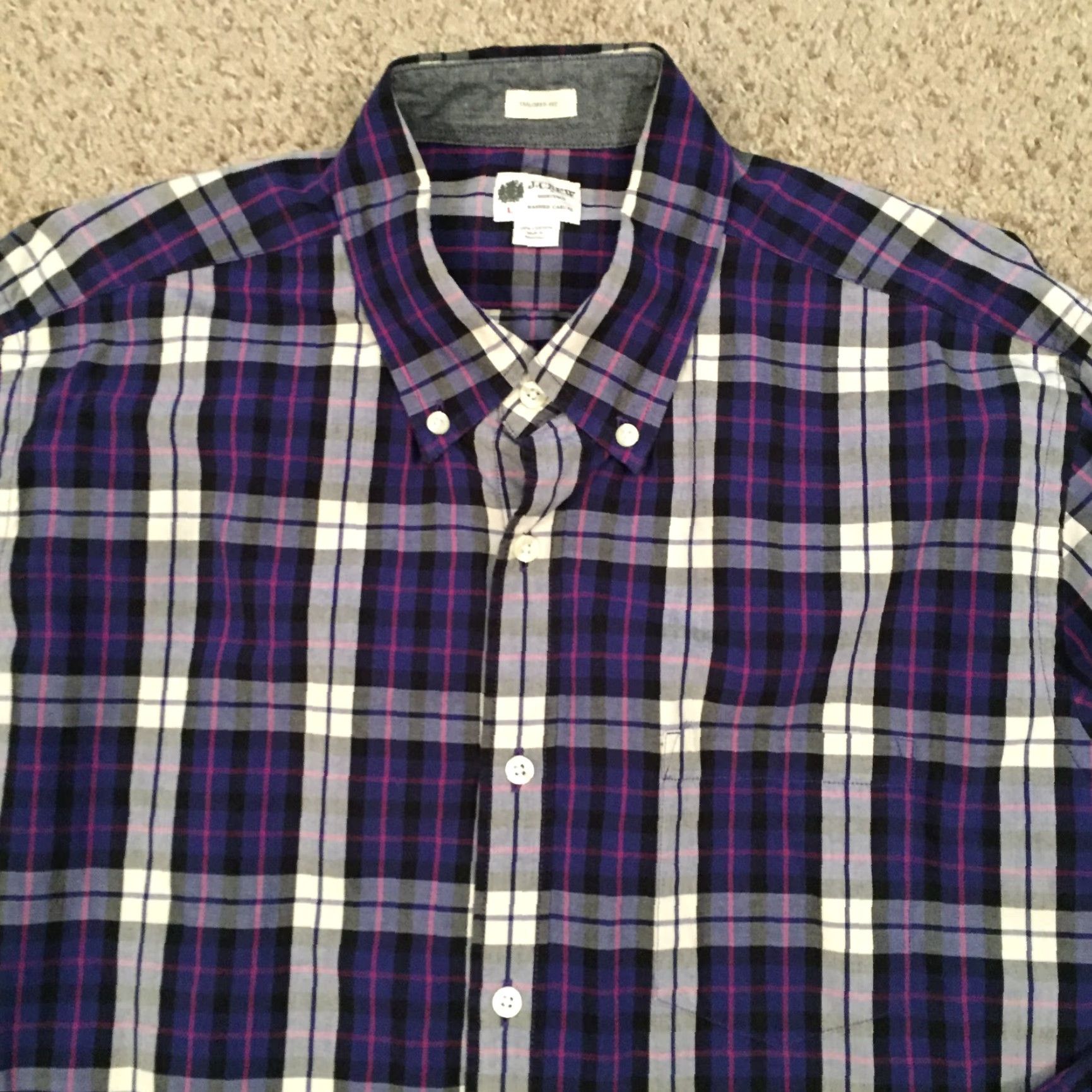 J.Crew J. Crew Shirt Mens Large Blue Plaid Long Sleeve Button Down Tailored Fit Size US L / EU 52-54 / 3 - 3 Thumbnail