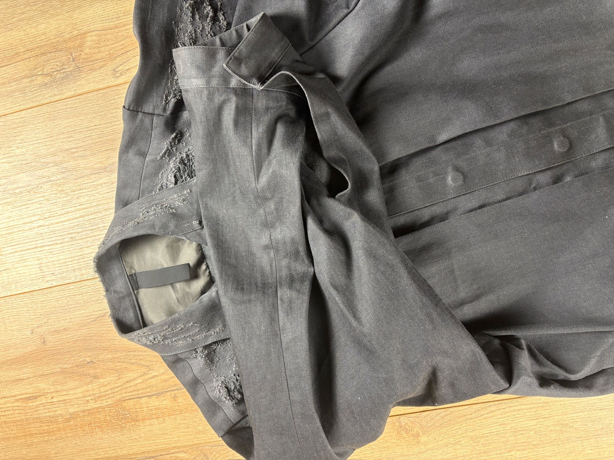 Japanese Brand Shinya Kozuka Oversized Distressed Jacket Charcoal Grey Size US M / EU 48-50 / 2 - 12 Thumbnail