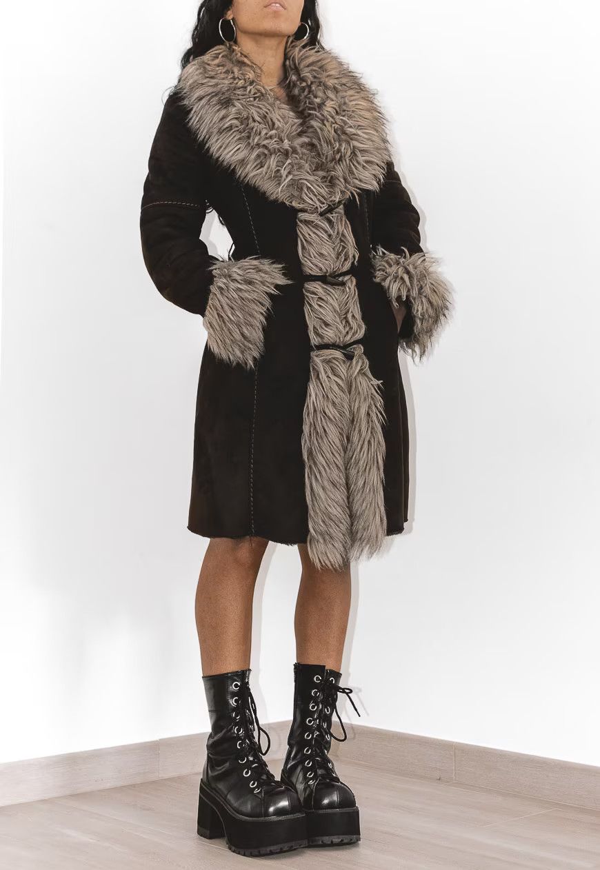2000s Faux Fur Long Coat
