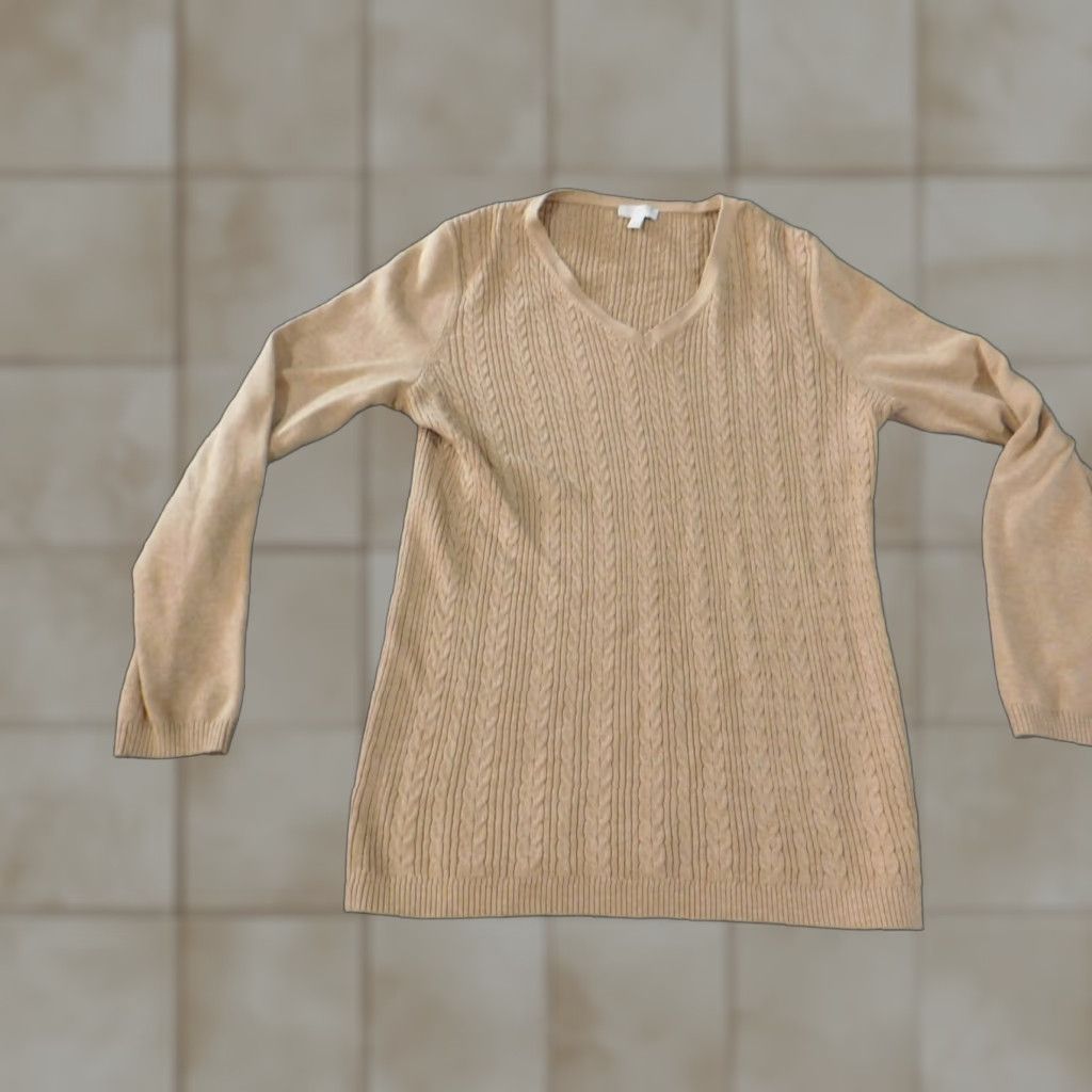 Talbots Talbots Sweater Womens Pullover Regular Small Beige Cotton Knit Crew Neck Stretch Knit Modern Classic Size S / US 4 / IT 40 - 1 Thumbnail