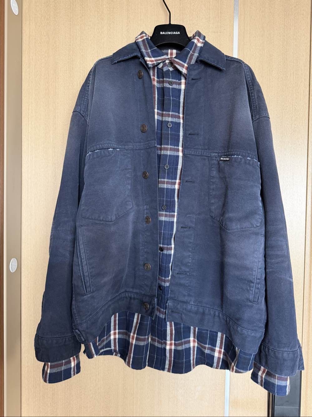 Balenciaga Balenciaga Plaid Layered Denim Jacket Size XS Size US XS / EU 42 / 0 - 1 Thumbnail