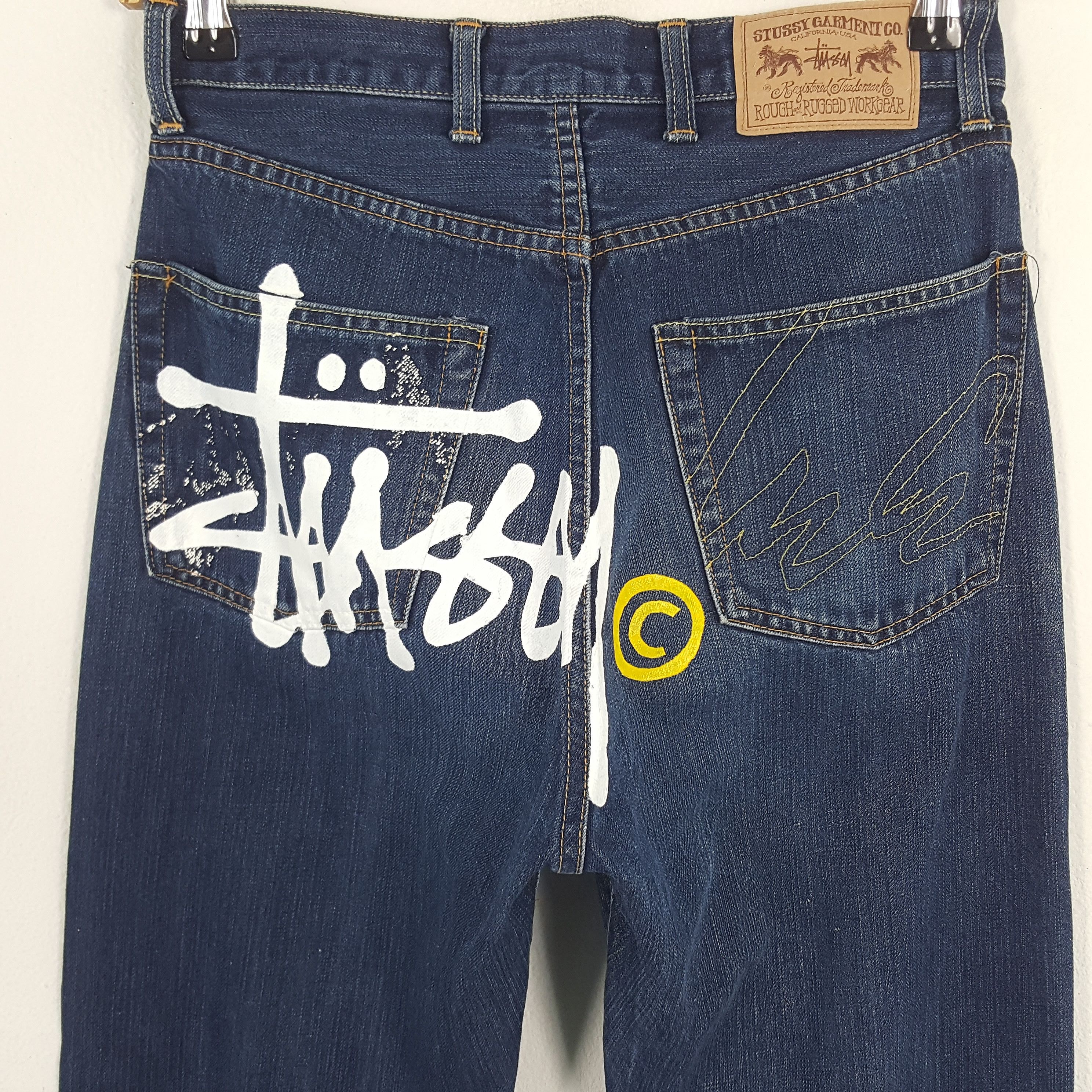 Stussy × Vintage Vintage Stussy Japan Custom Art Logo Denim Jeans Size US 27 - 2 Thumbnail