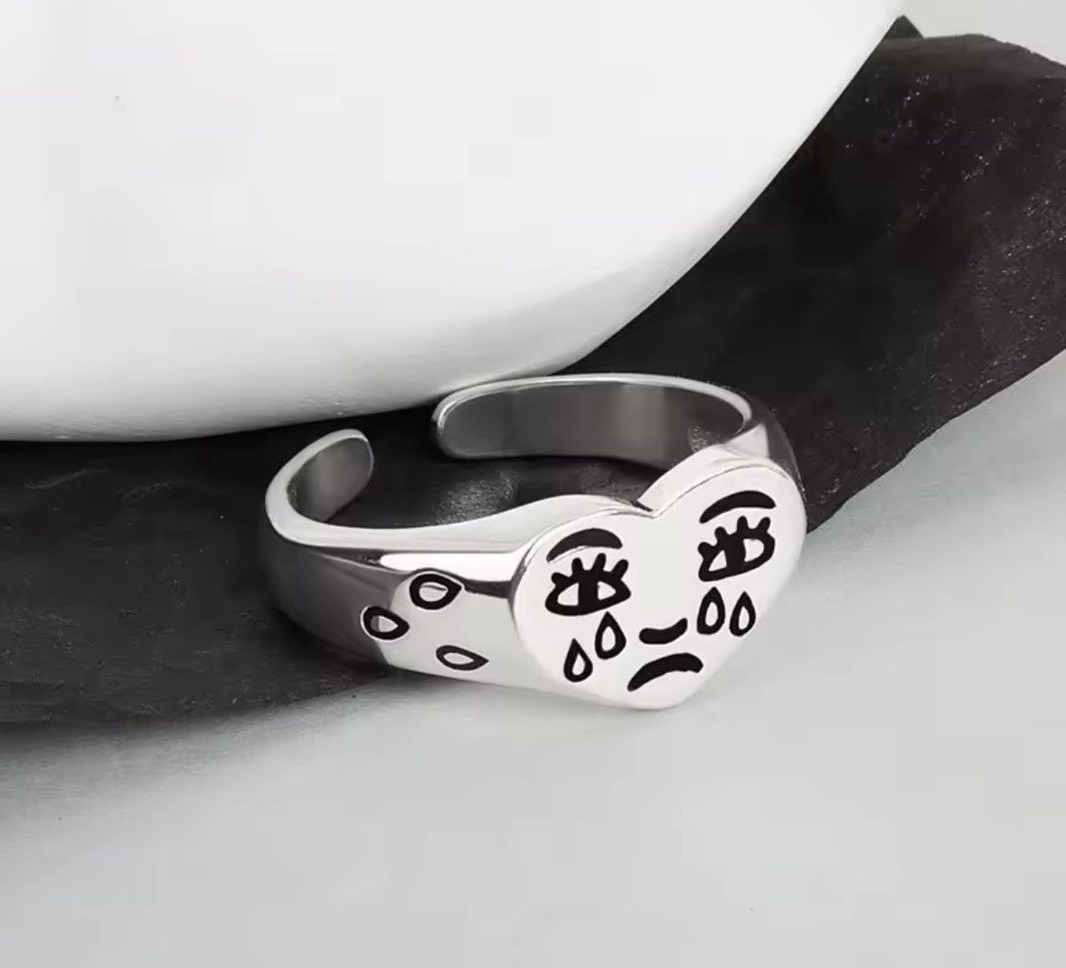 Jewelry Heart ring with Sad face Size ONE SIZE - 5 Thumbnail