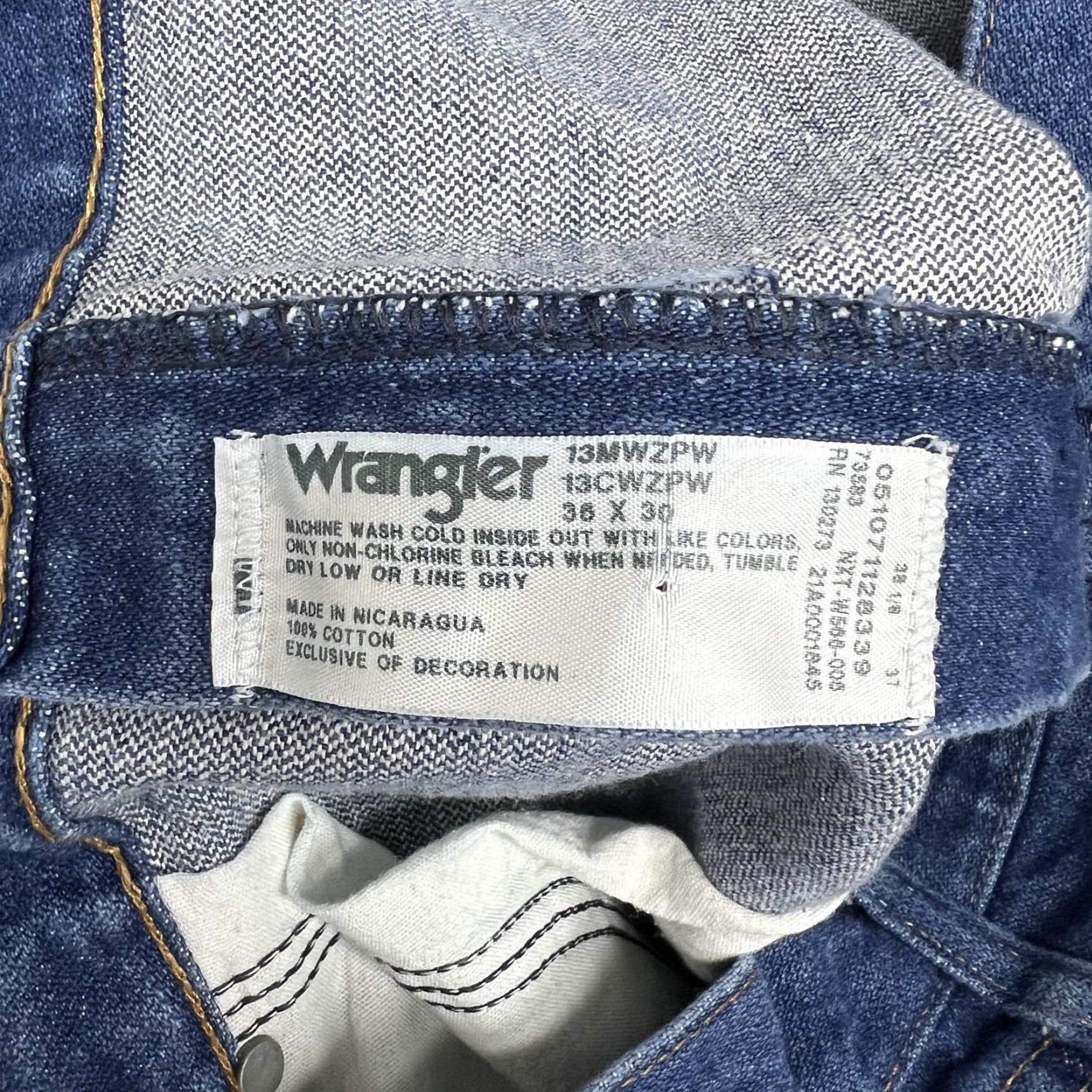 Wrangler Wrangler Jeans Mens 36x30 Blue Cowboy Cut Straight Denim Western Cowboy 13MWZPW Size US 36 / EU 52 - 3 Thumbnail