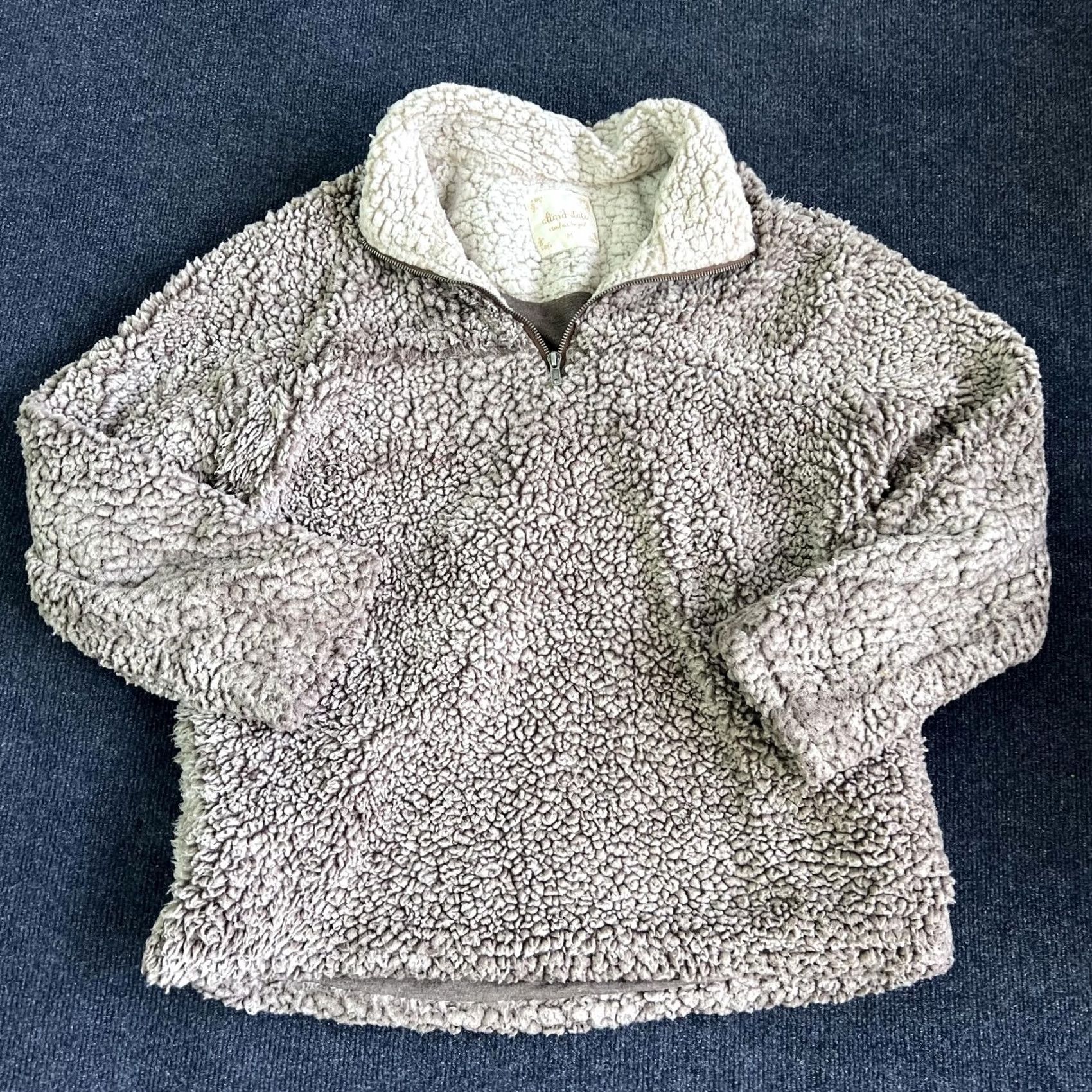 Vintage Altar'd State Jacket Womens Medium Beige Sherpa Fleece Quarter Zip Pullover Size M / US 6-8 / IT 42-44 - 2 Thumbnail
