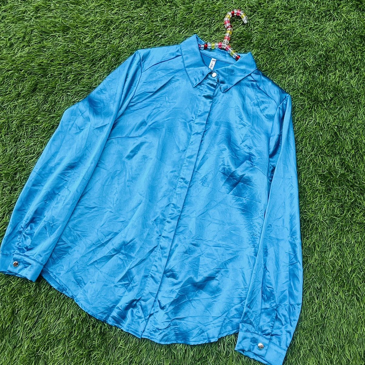 Seditionaries Japanese Neon Blue Silk Shirt Size M / US 6-8 / IT 42-44 - 2 Thumbnail