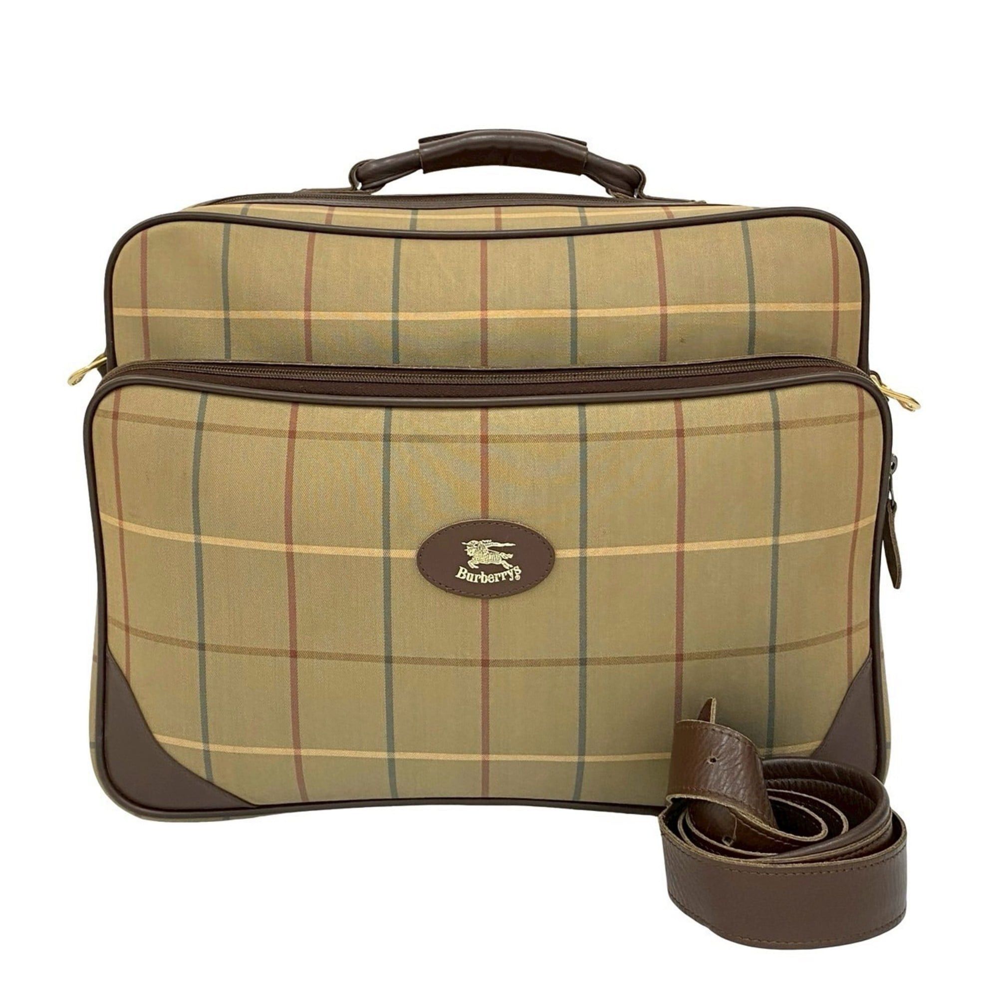 Burberry Burberrys Shadow Horse Logo Canvas Leather 2-way Boston Bag Handbag Shoulder 52353 Size ONE SIZE - 1 Thumbnail