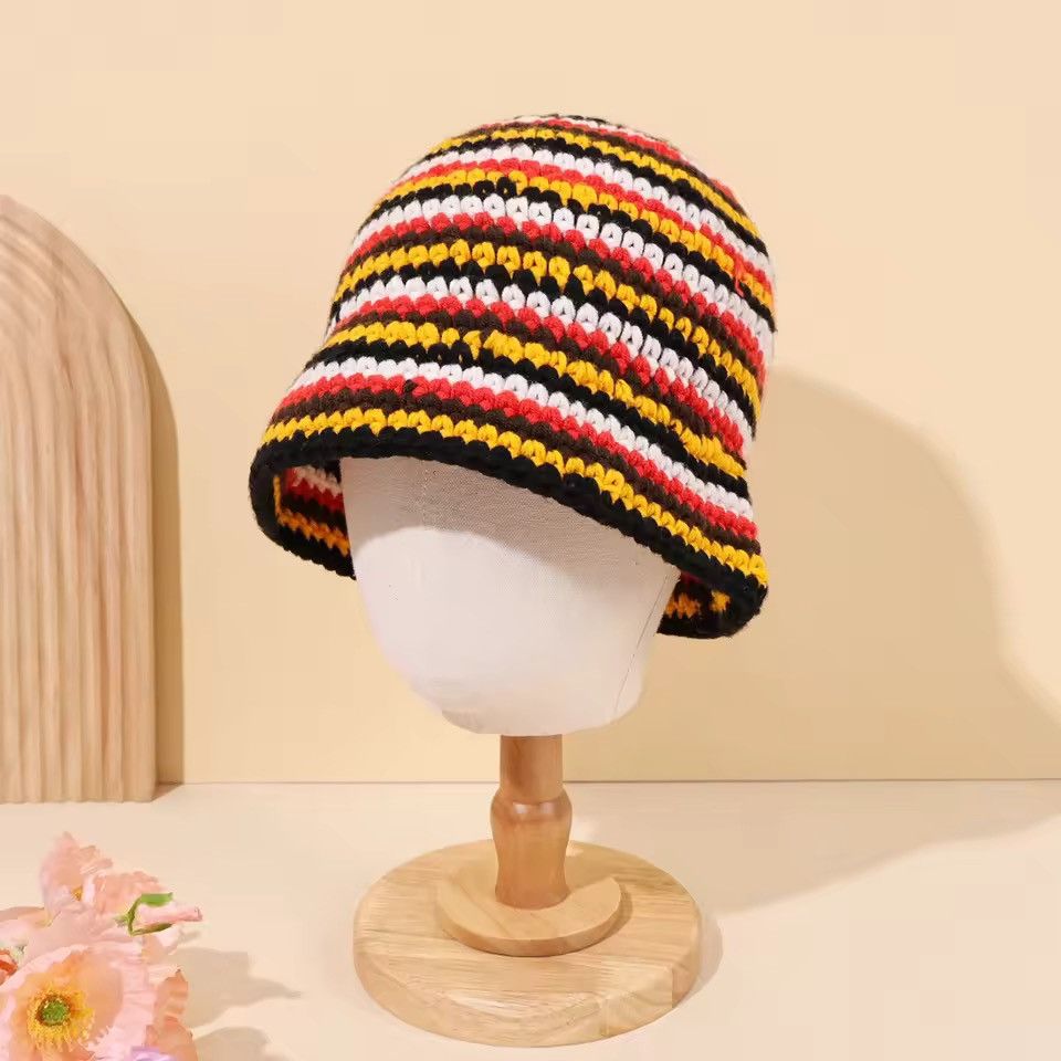 Handmade Retro Striped Handmade Knitted Hat Size ONE SIZE - 5 Thumbnail
