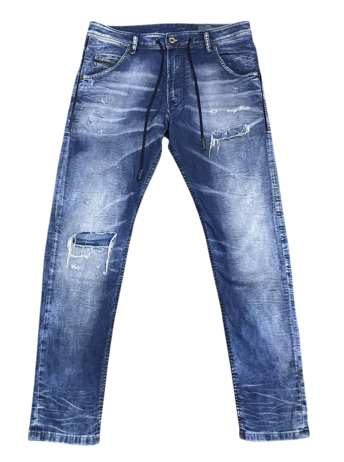 Diesel DIESEL ITALY Grunge Ripped Drawstring Waist Denim Sweatpants Size US 31 - 1 Thumbnail
